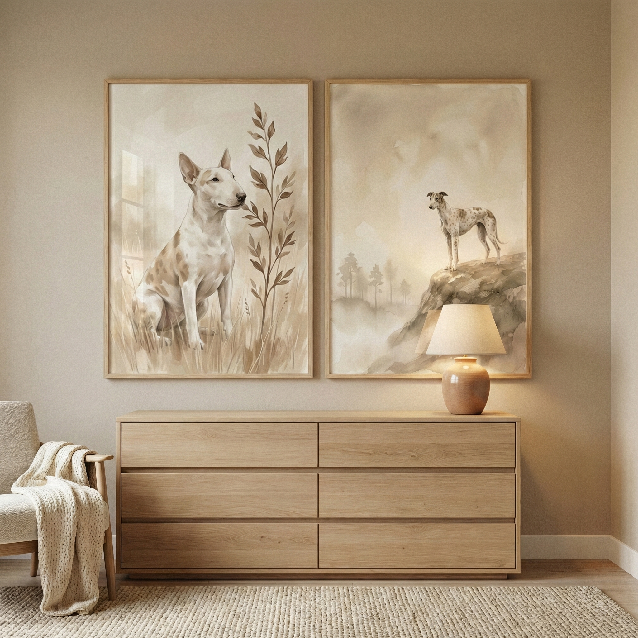 Dog Lovers Wall Art Set of 2 - Serene Canine Duo