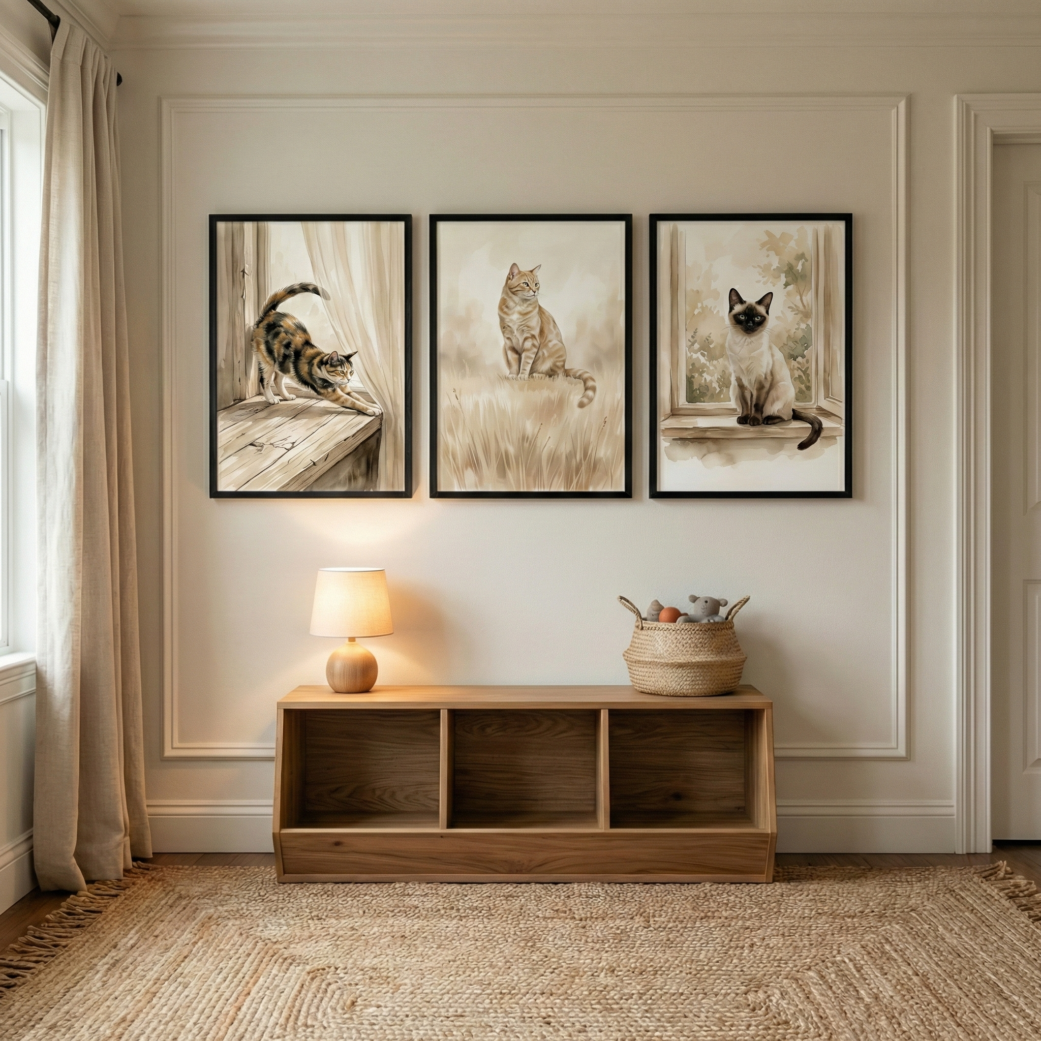 Cat Print Set of 3 - Serene Feline Trio