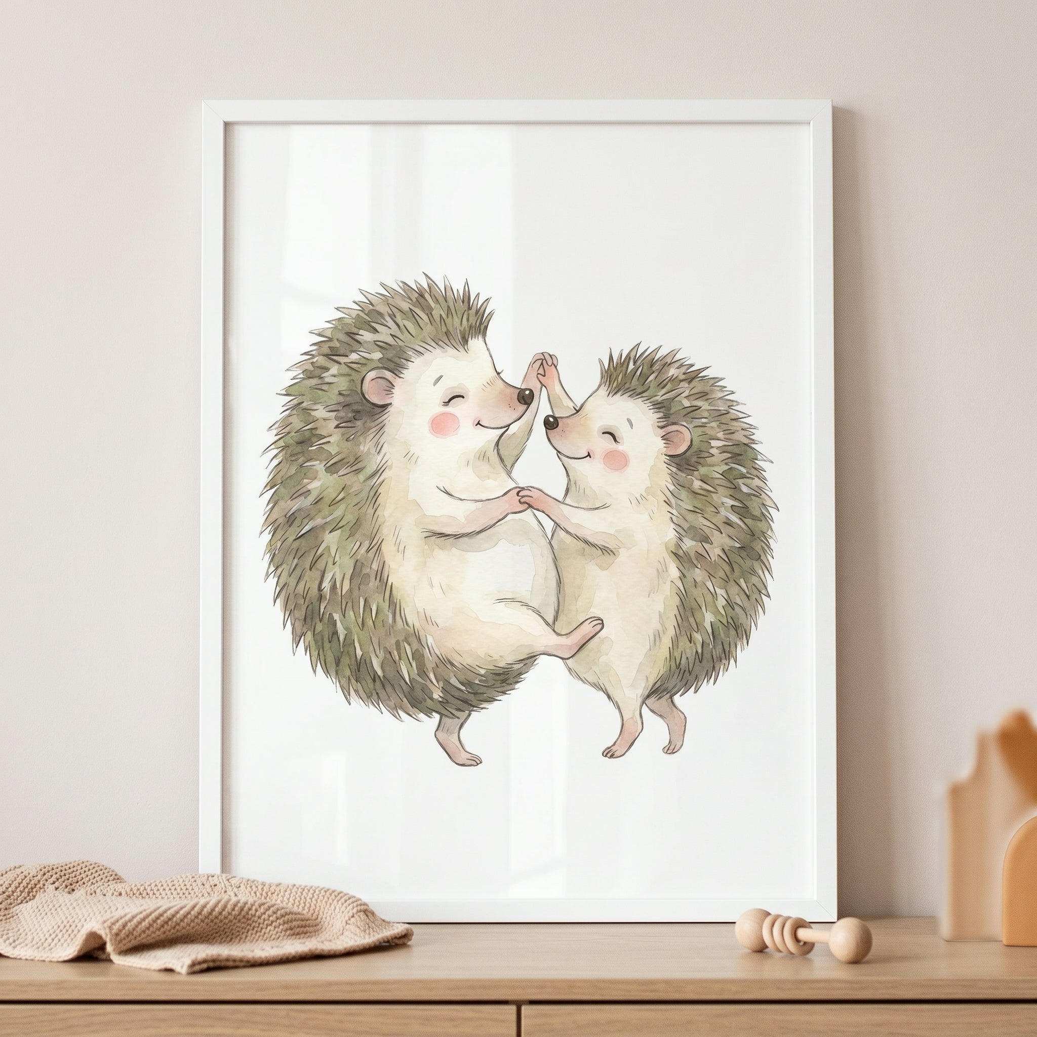Watercolor Dancing Hedgehog Wall Art - Happy Hedgehog Dance