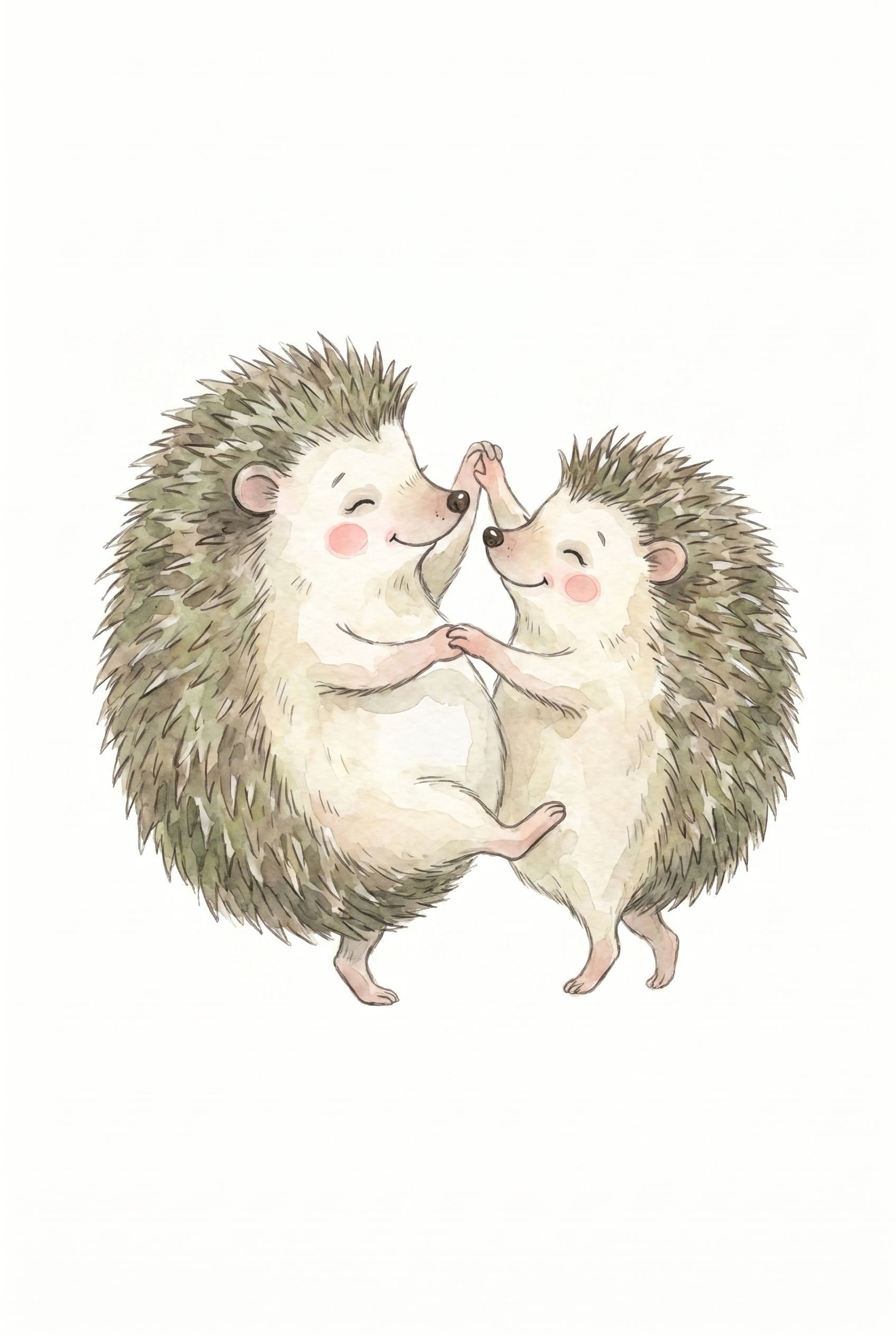 Watercolor Dancing Hedgehog Wall Art - Happy Hedgehog Dance
