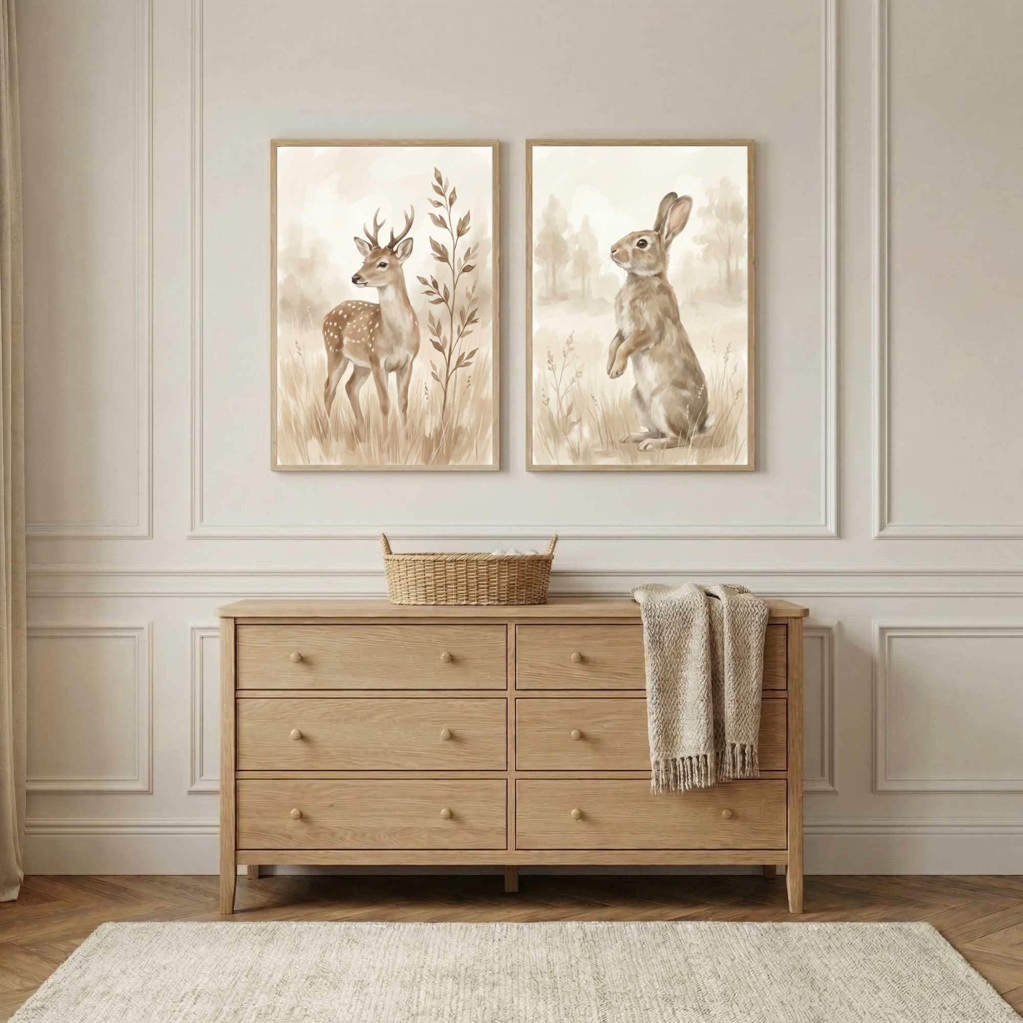 Woodland Wall Art Set of 2 - Gentle Forest Friends