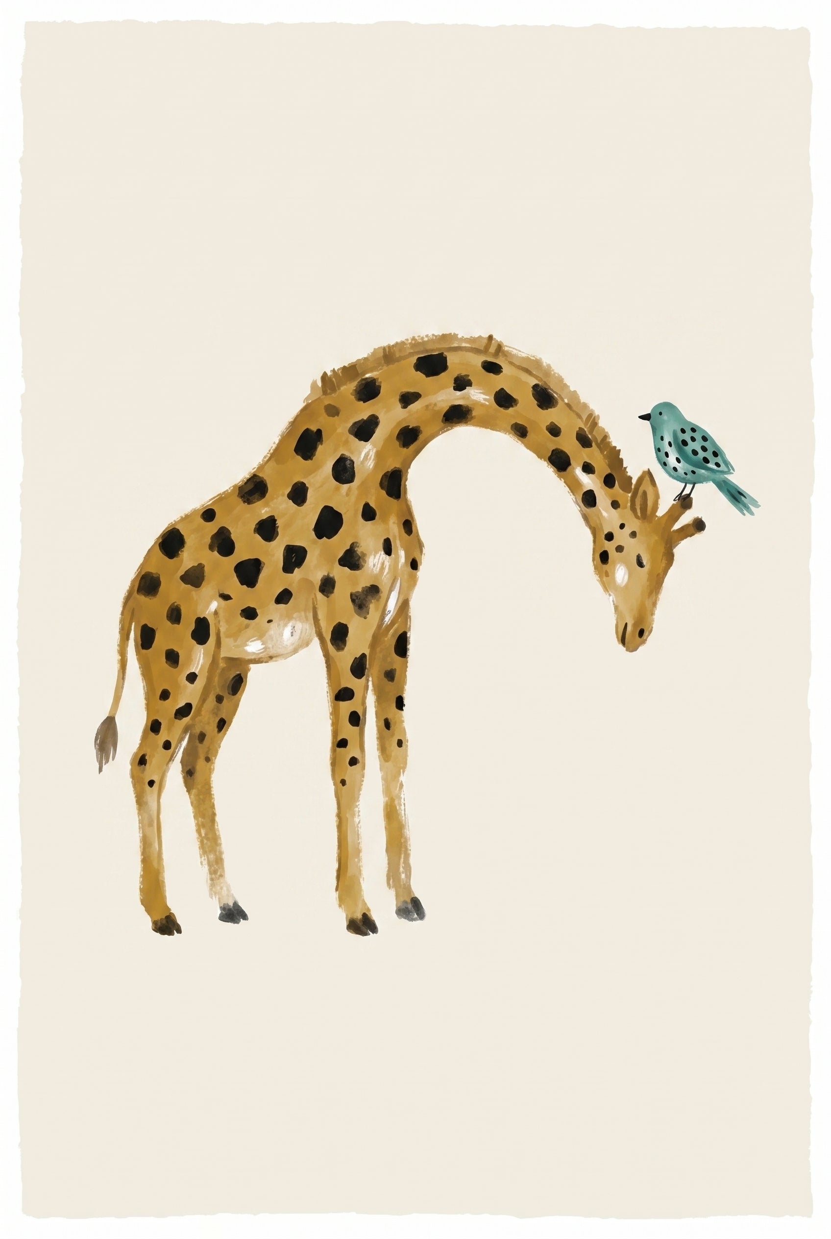 Watercolor Earth Tone Giraffe Wall Art - Gentle Spotted Friend