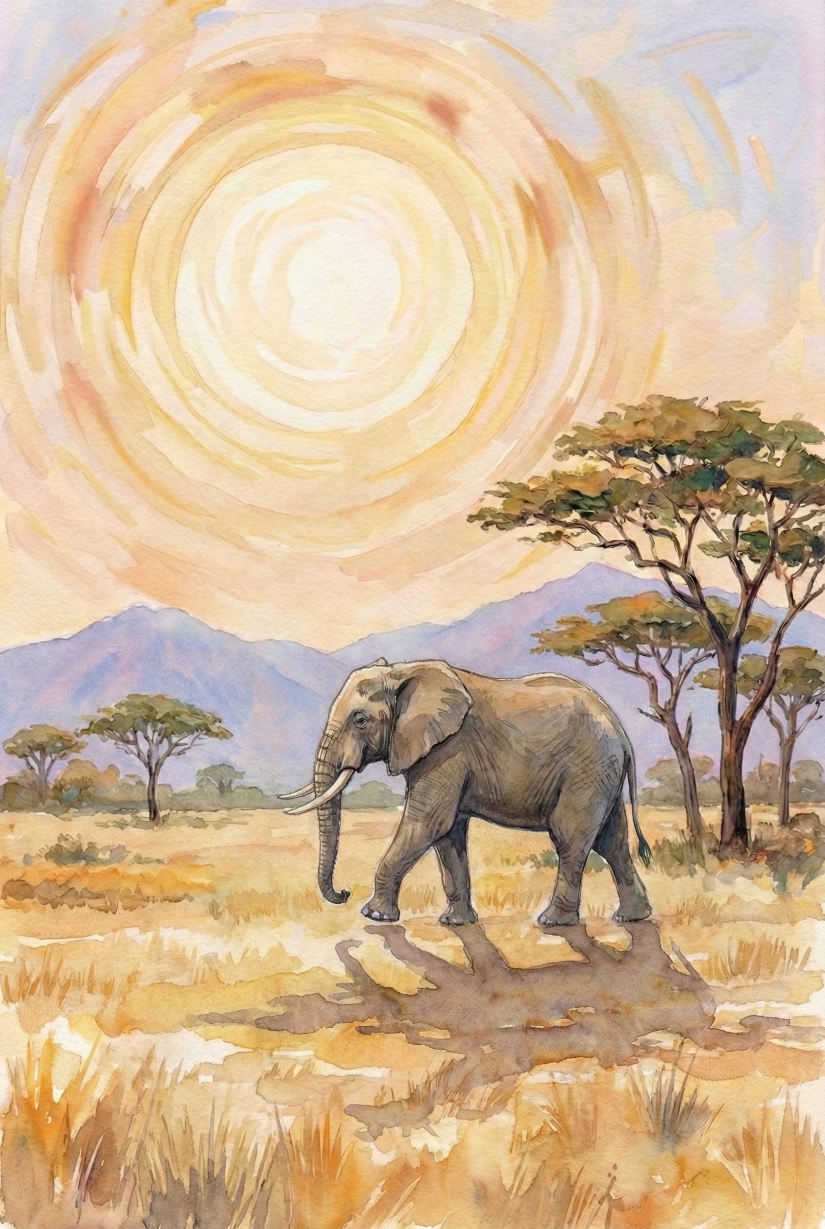 Watercolor Elephant Wall Art - Radiant Wild Giant