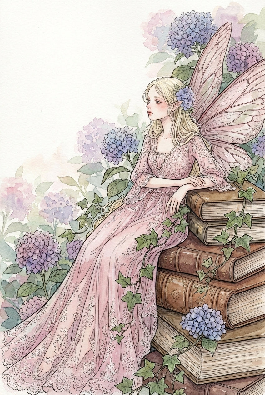 Watercolor Fairy Wall Art - Enchanted Bookland Muse