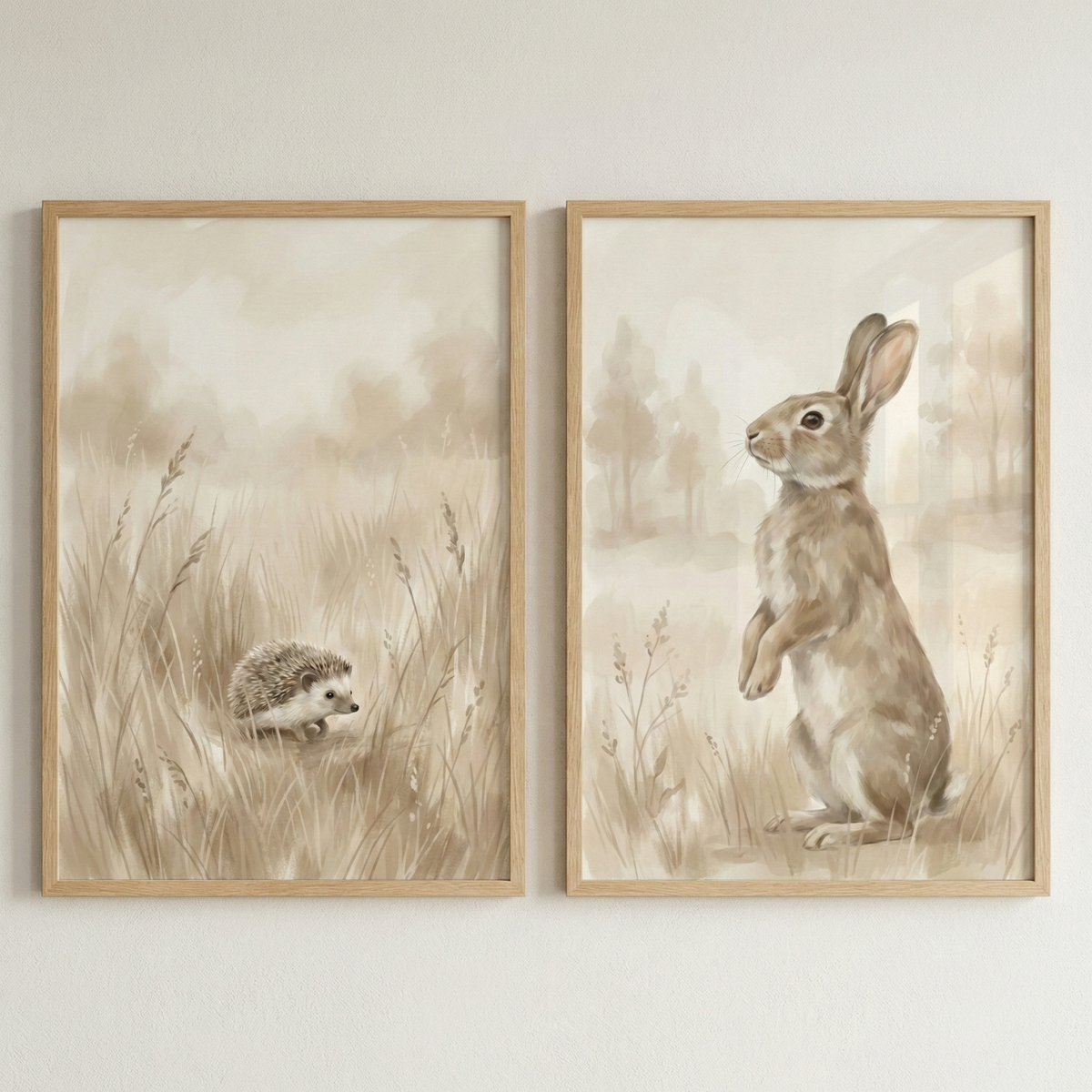 Dapper Rabbit Lithograph Dapper Rabbit in Top Hat Wall Art - Set of 2 Prints