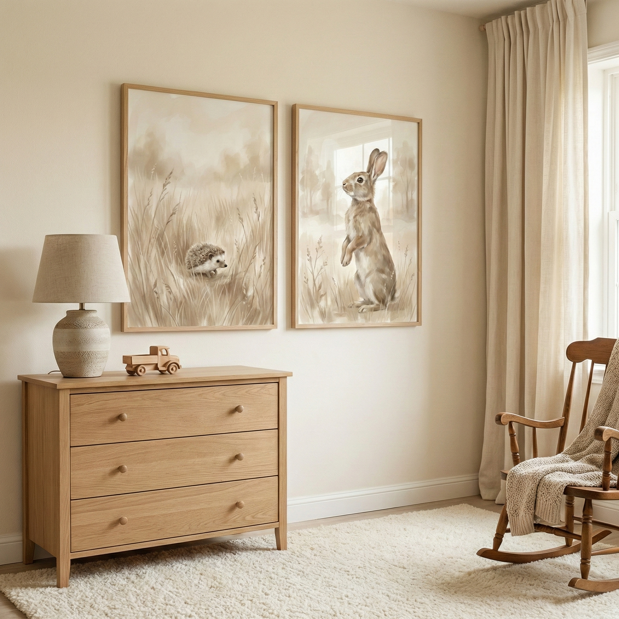 Woodland Nursery Wall Art Set of 2 - Gentle Meadow Friends