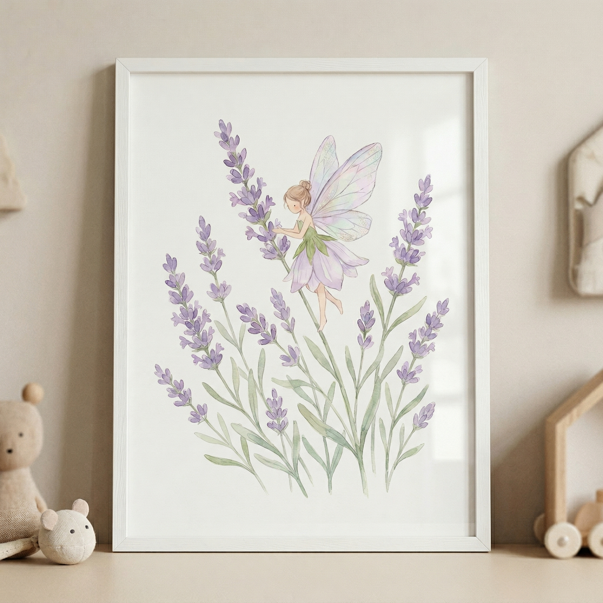 Watercolor Lavender Flower Fairy Wall Art - Lavender Blossom Fairy