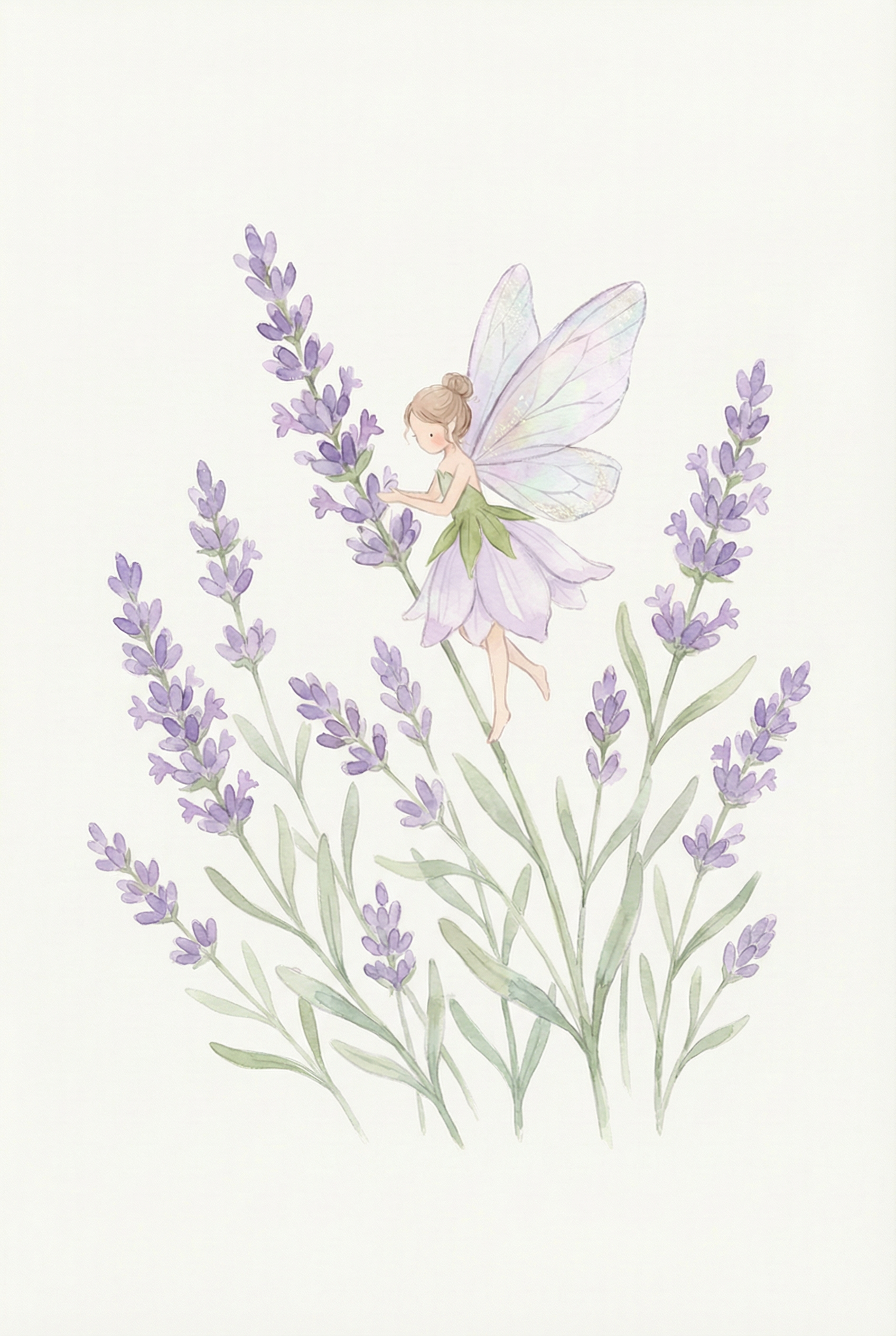 Watercolor Lavender Flower Fairy Wall Art - Lavender Blossom Fairy