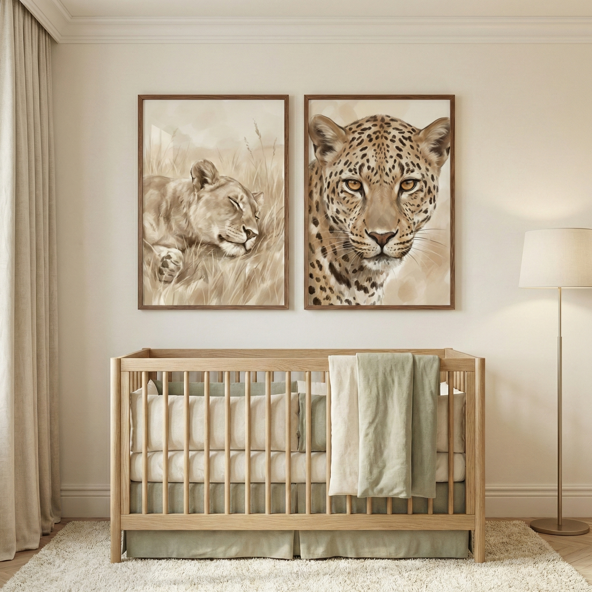 Big Cats Wall Art Set of 2 - Savanna Cat Duo