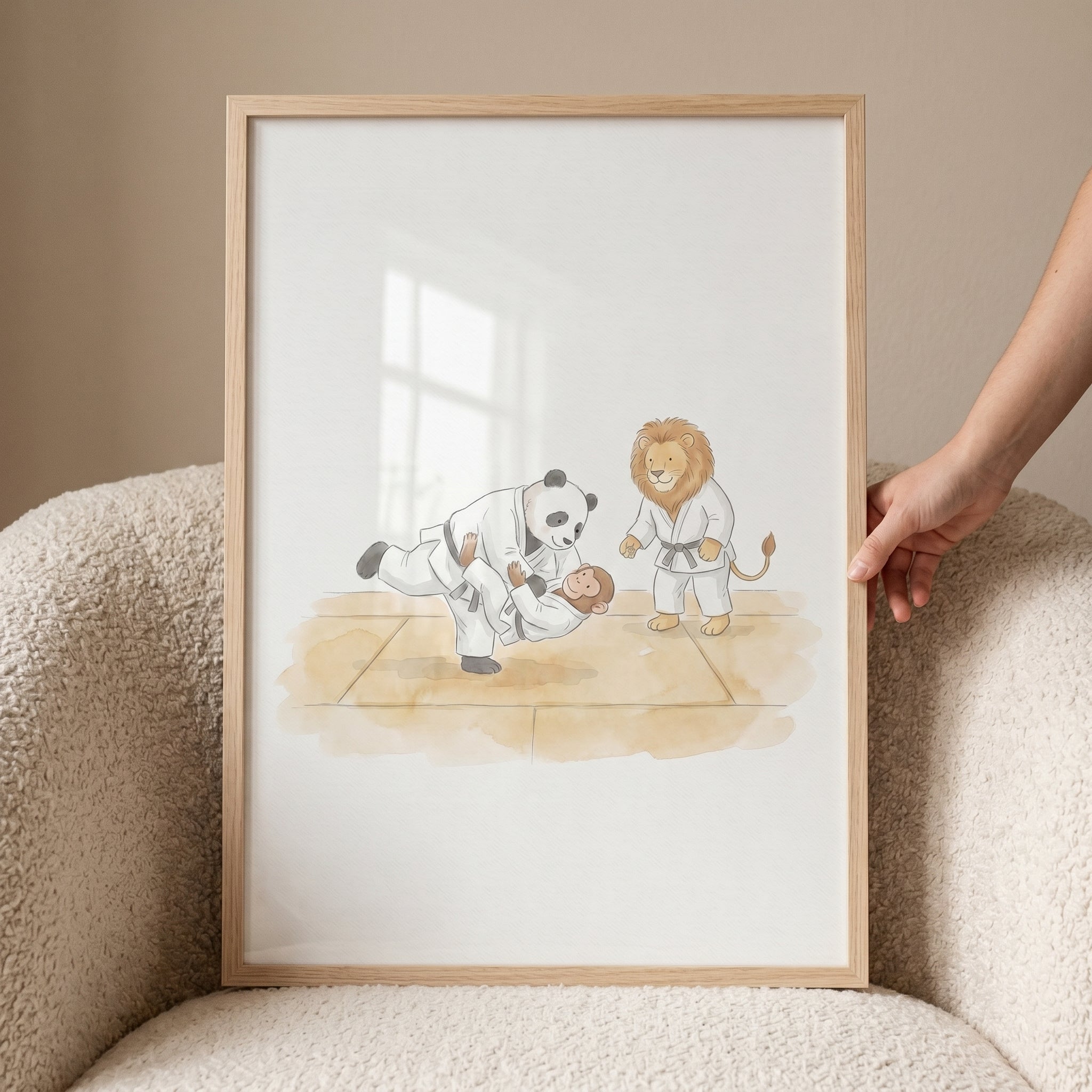 Watercolor Martial Arts Animals Wall Art - Animal Dojo Class