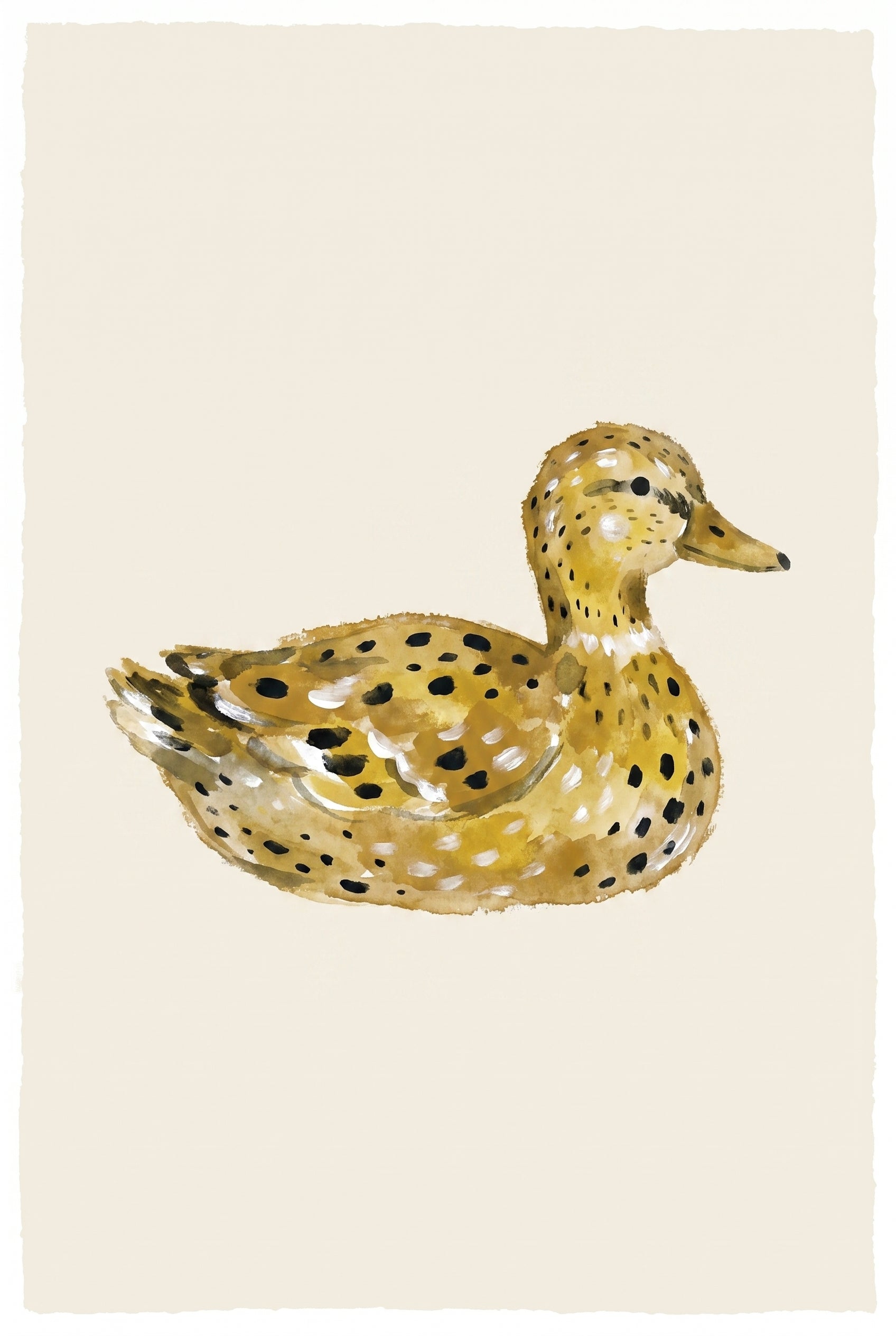Watercolor Ochre Spotted Duck Wall Art - Golden Spotted Duck
