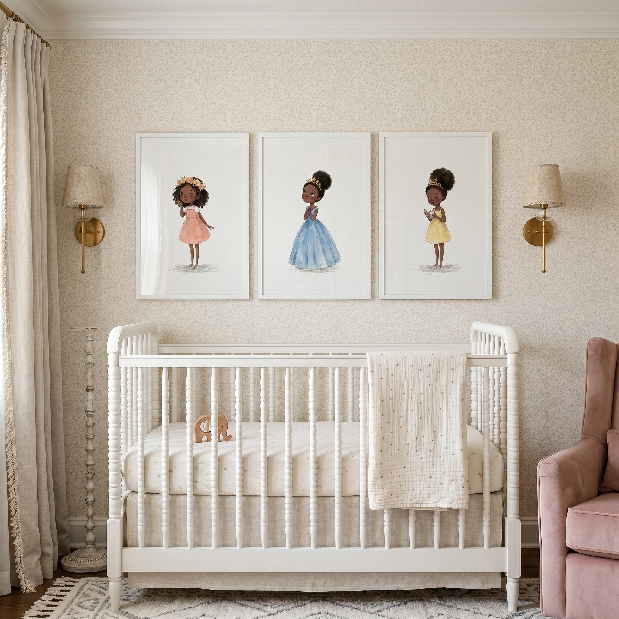 Watercolor Pastel Princess Wall Art Set of 3 - Sweet Princess Dreams
