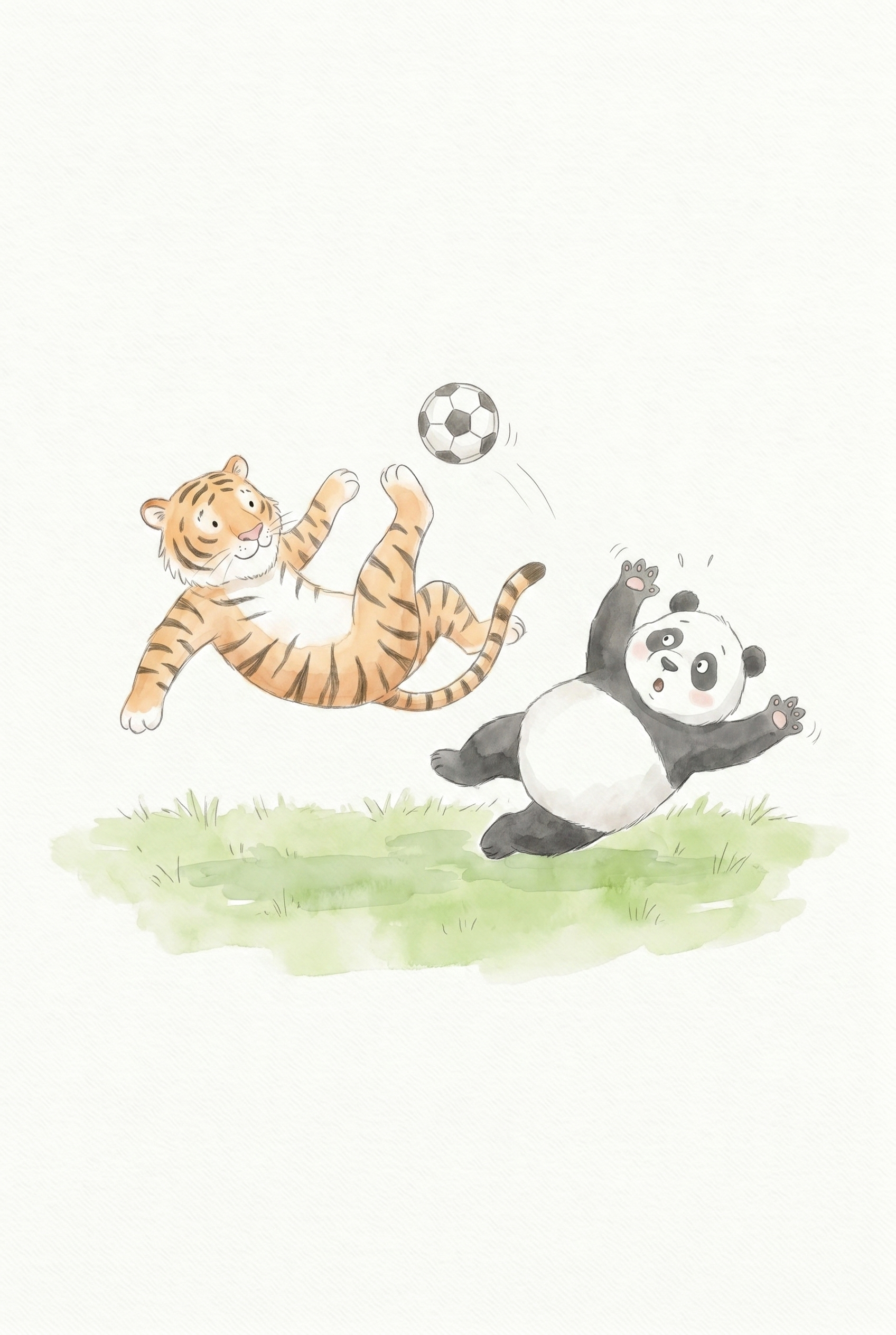 Watercolor Soccer Animals Wall Art - Whimsical Soccer Buddies
