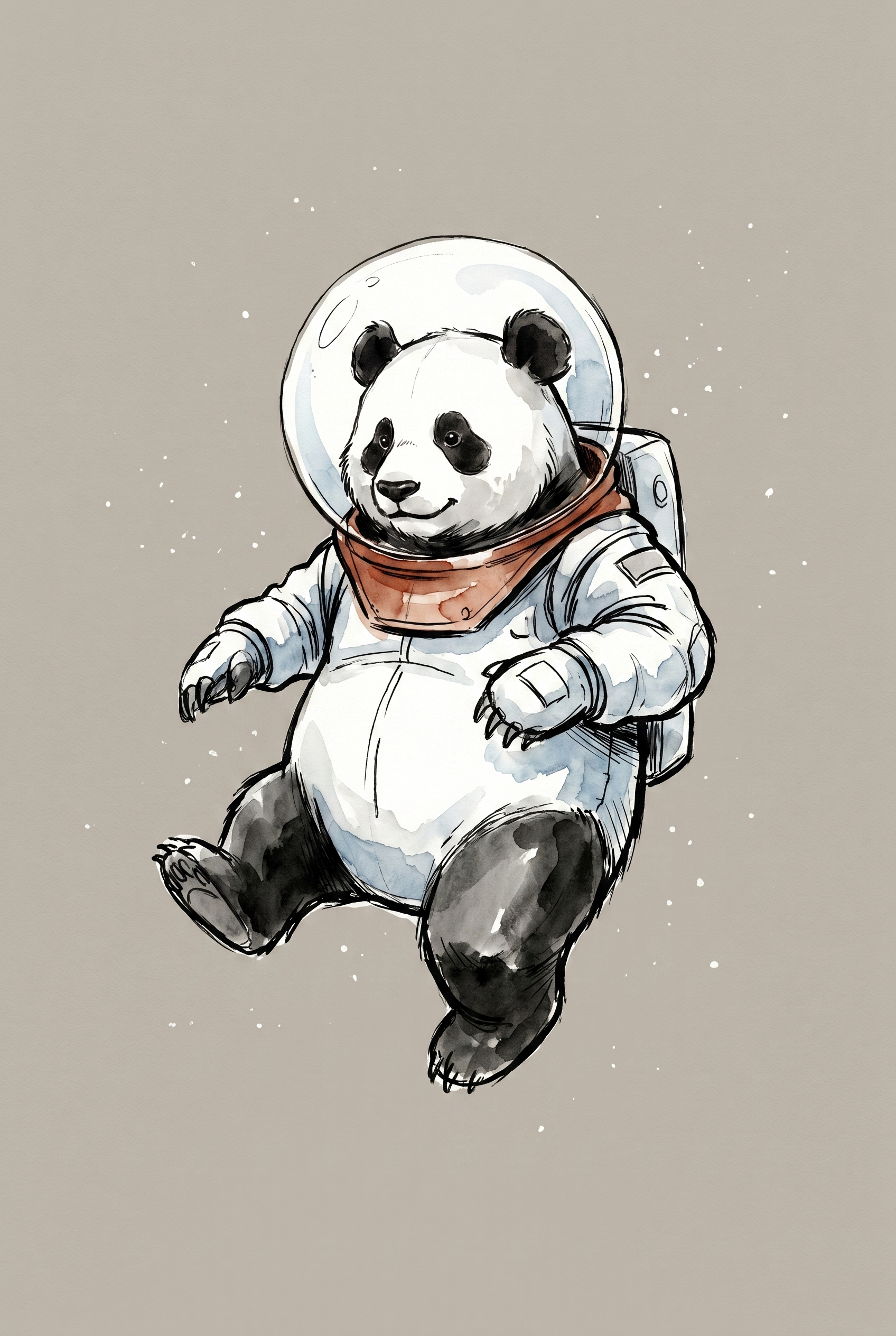 Watercolor Space Suit Panda Wall Art - Space Panda Pilot