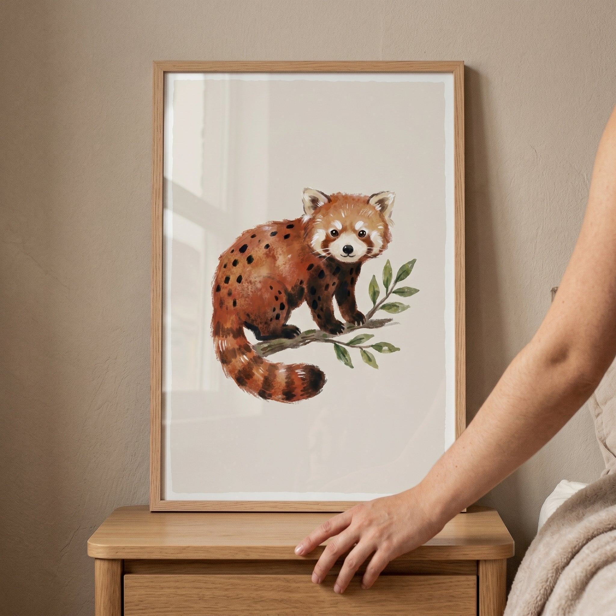 Watercolor Spotted Red Panda Wall Art - Spotted Red Panda