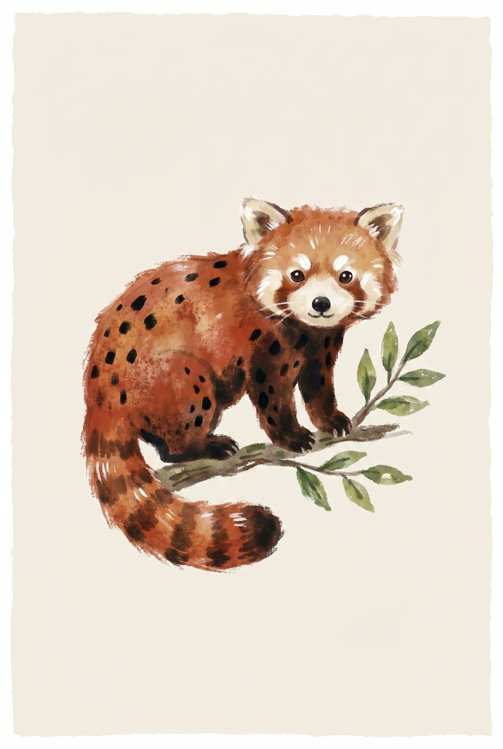 Watercolor Spotted Red Panda Wall Art - Spotted Red Panda