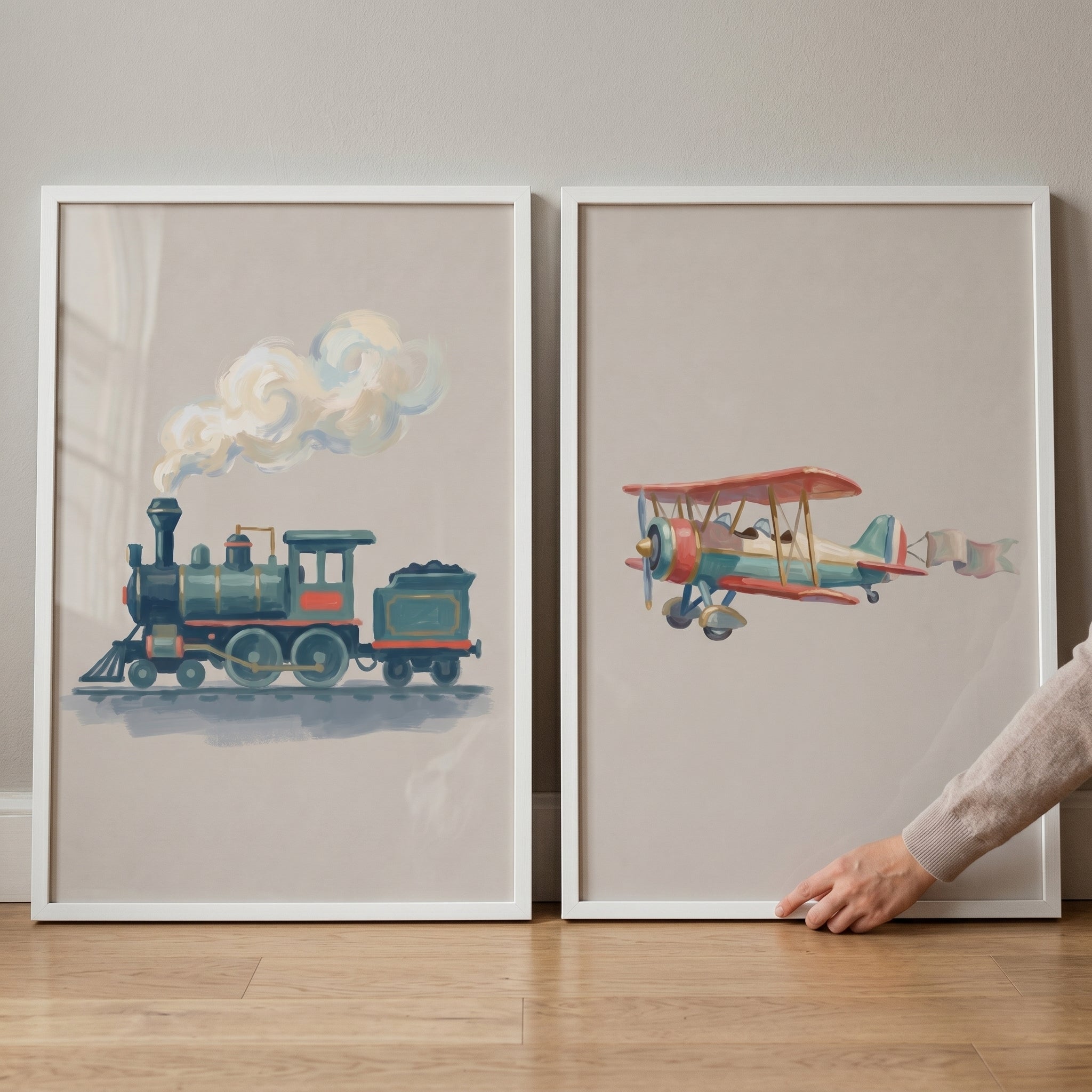 Watercolor Vintage Transportation Wall Art Set of 2 - Vintage Travel Set