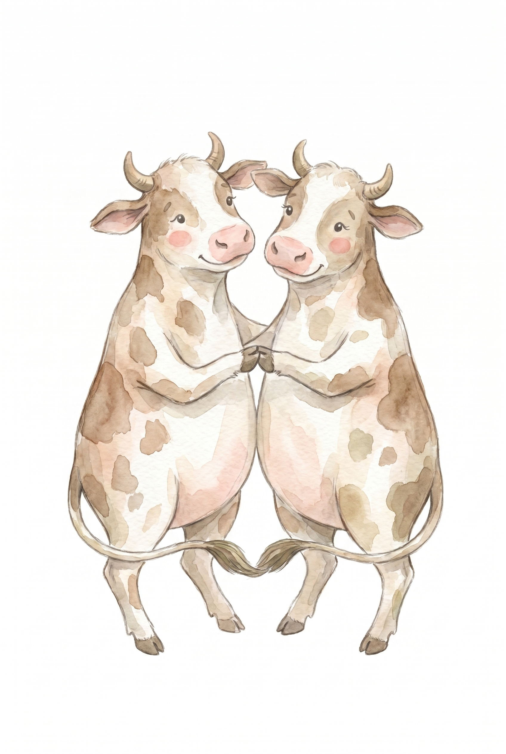 Watercolor Whimsical Dancing Cow Wall Art - Sweet Moo Mates