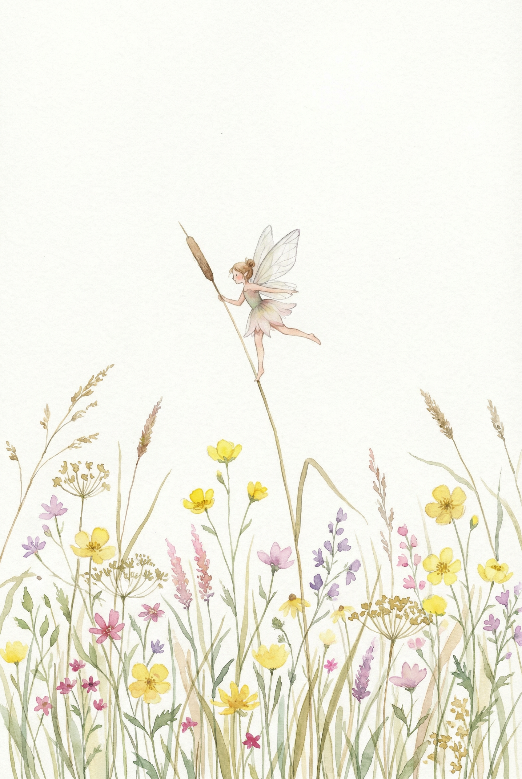 Watercolor Wildflower Fairy Wall Art - Wildflower Fairy Flight