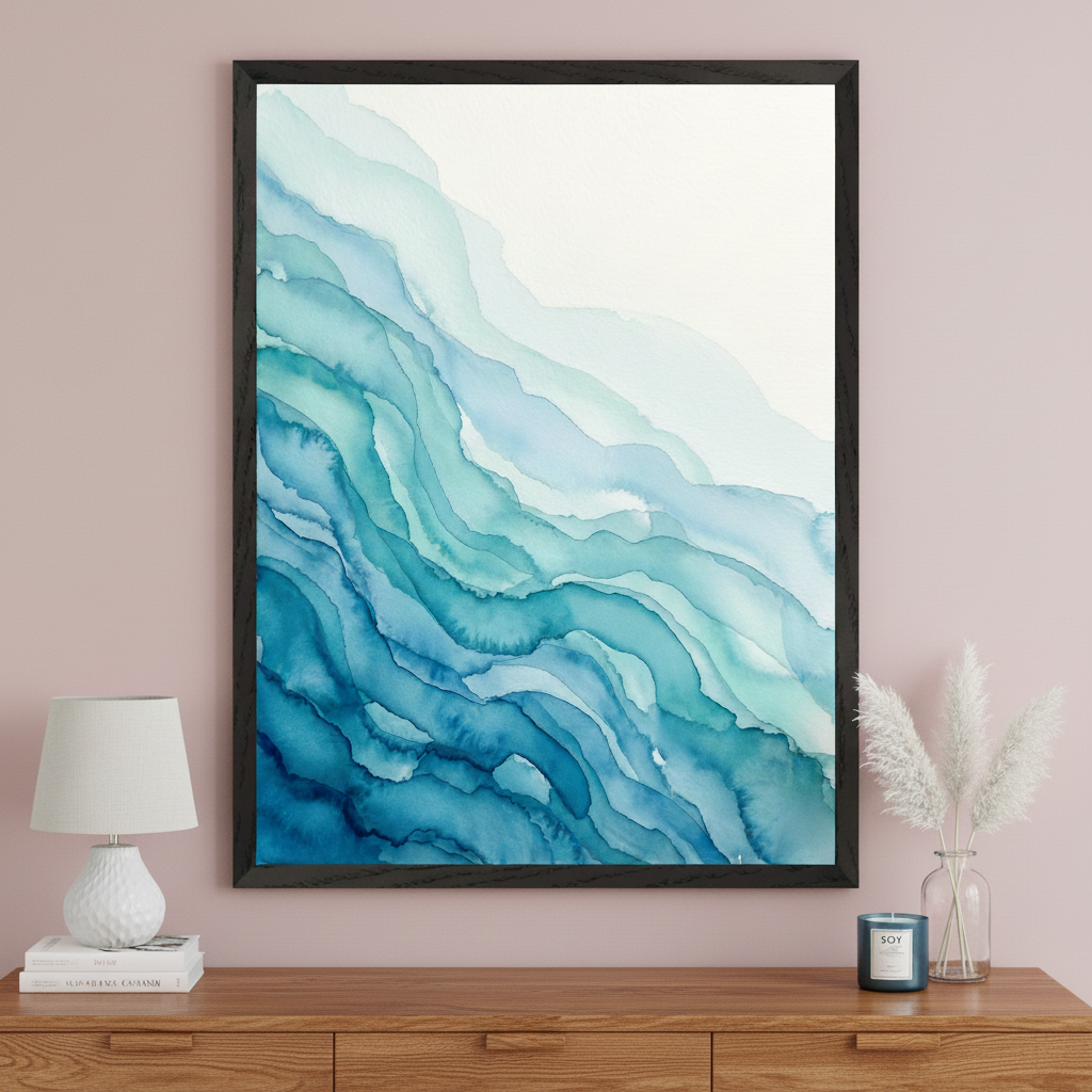 Oceanic Flow - Waves Framed Wall Art for Living Room, Bedroom or Office