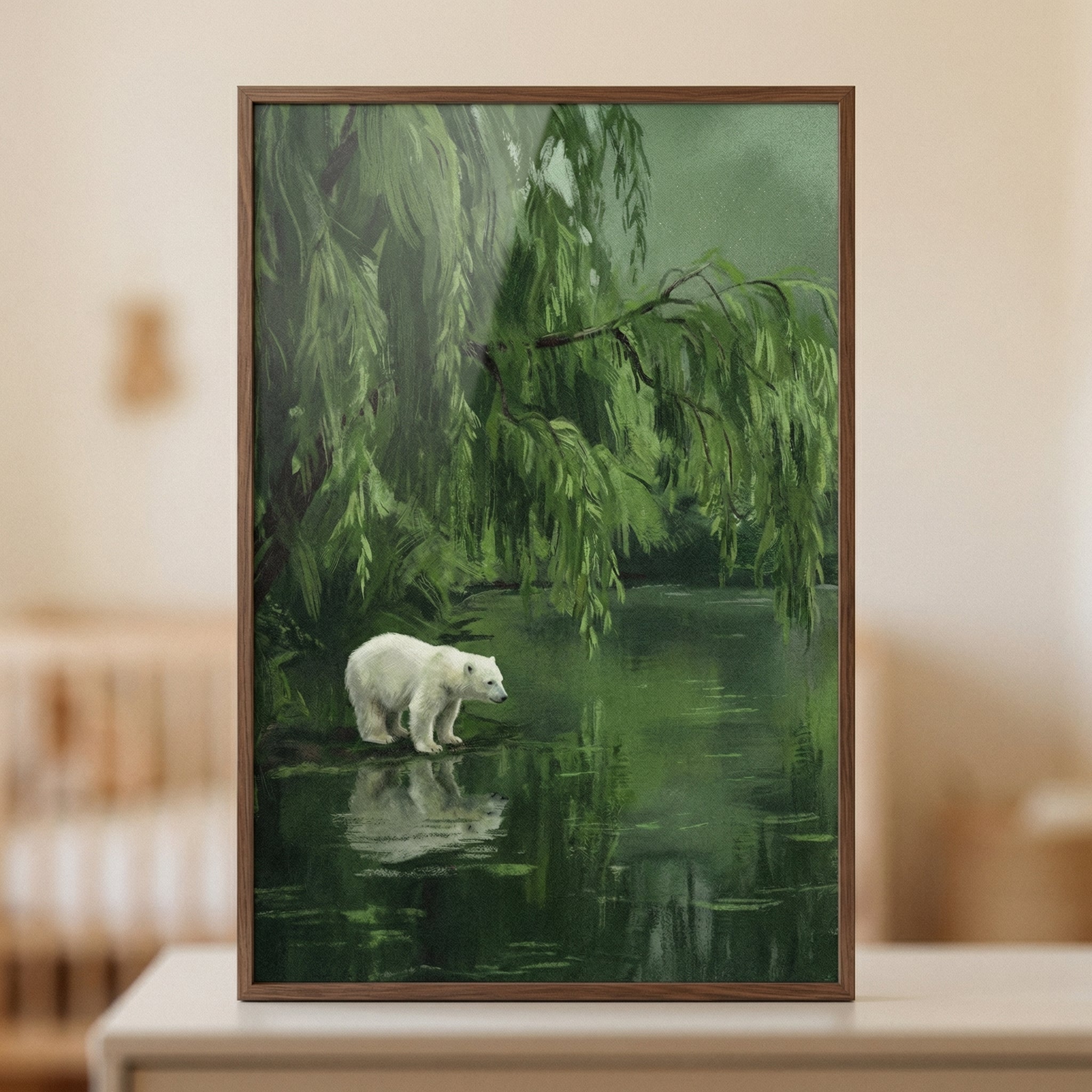 Weeping Willow Polar Bear Wall Art - Arctic Willow Reflection