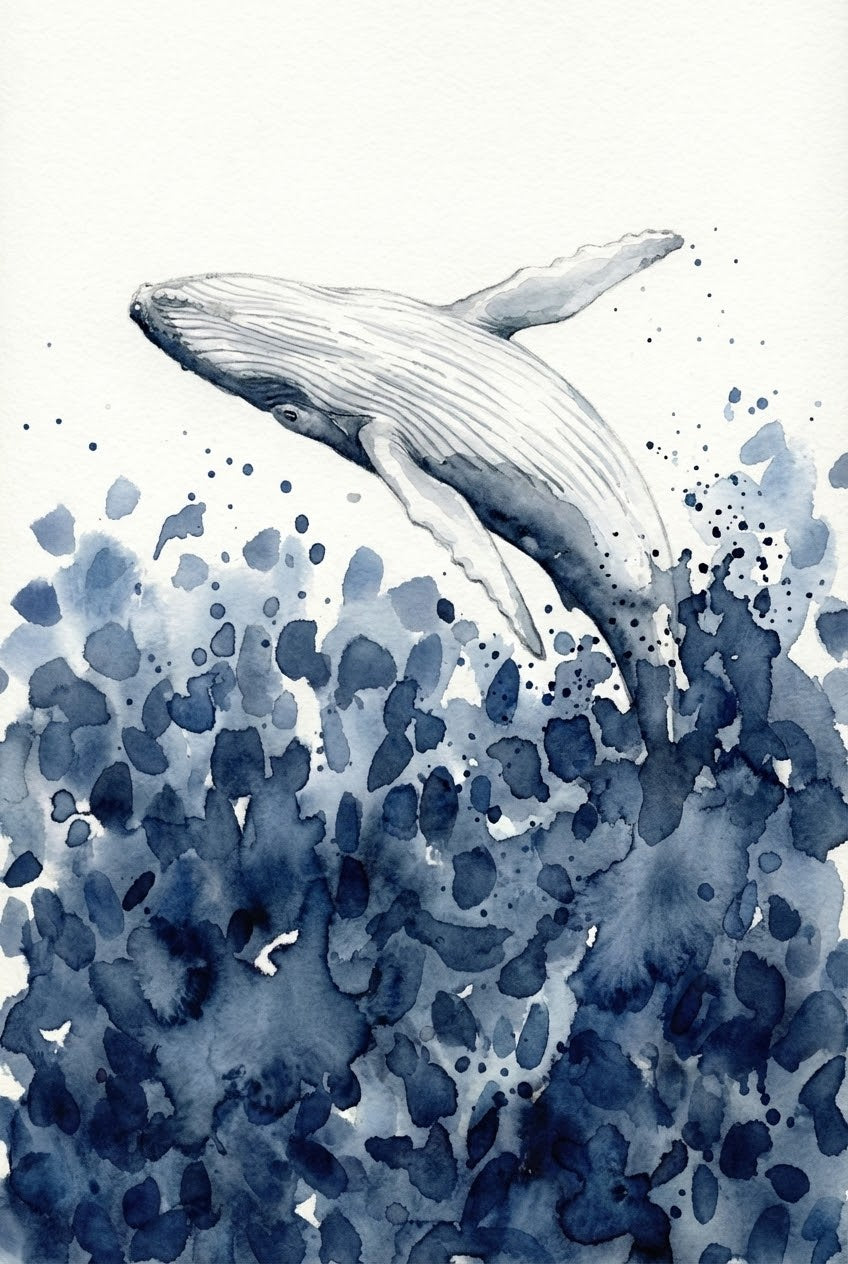 Ocean Dance - Whale Framed Wall Art for Nursery, Playroom or Kids Bedrooms