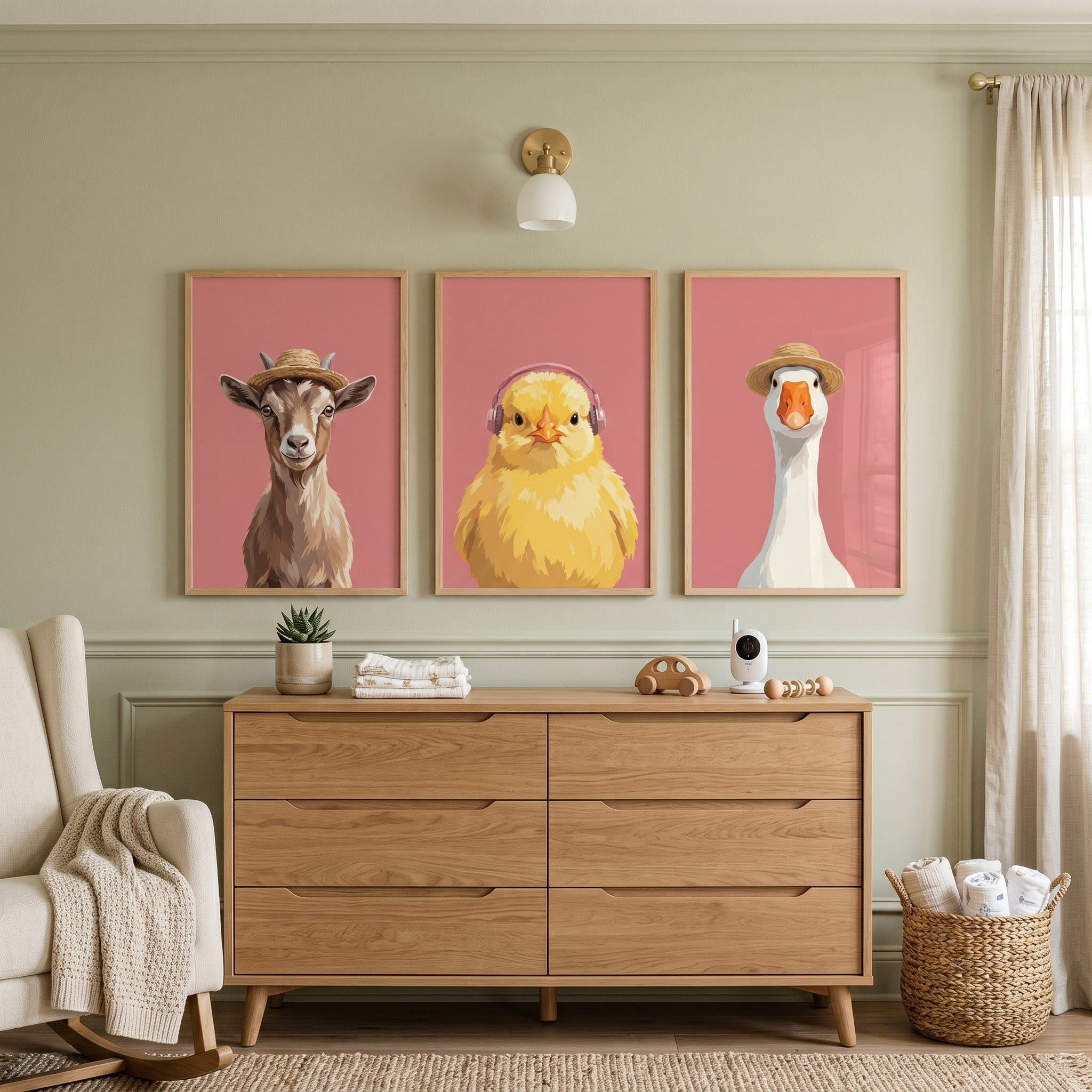 Whimsical Accessory Farm Animal Artwork Set of 3 - Trendy Barnyard Trio