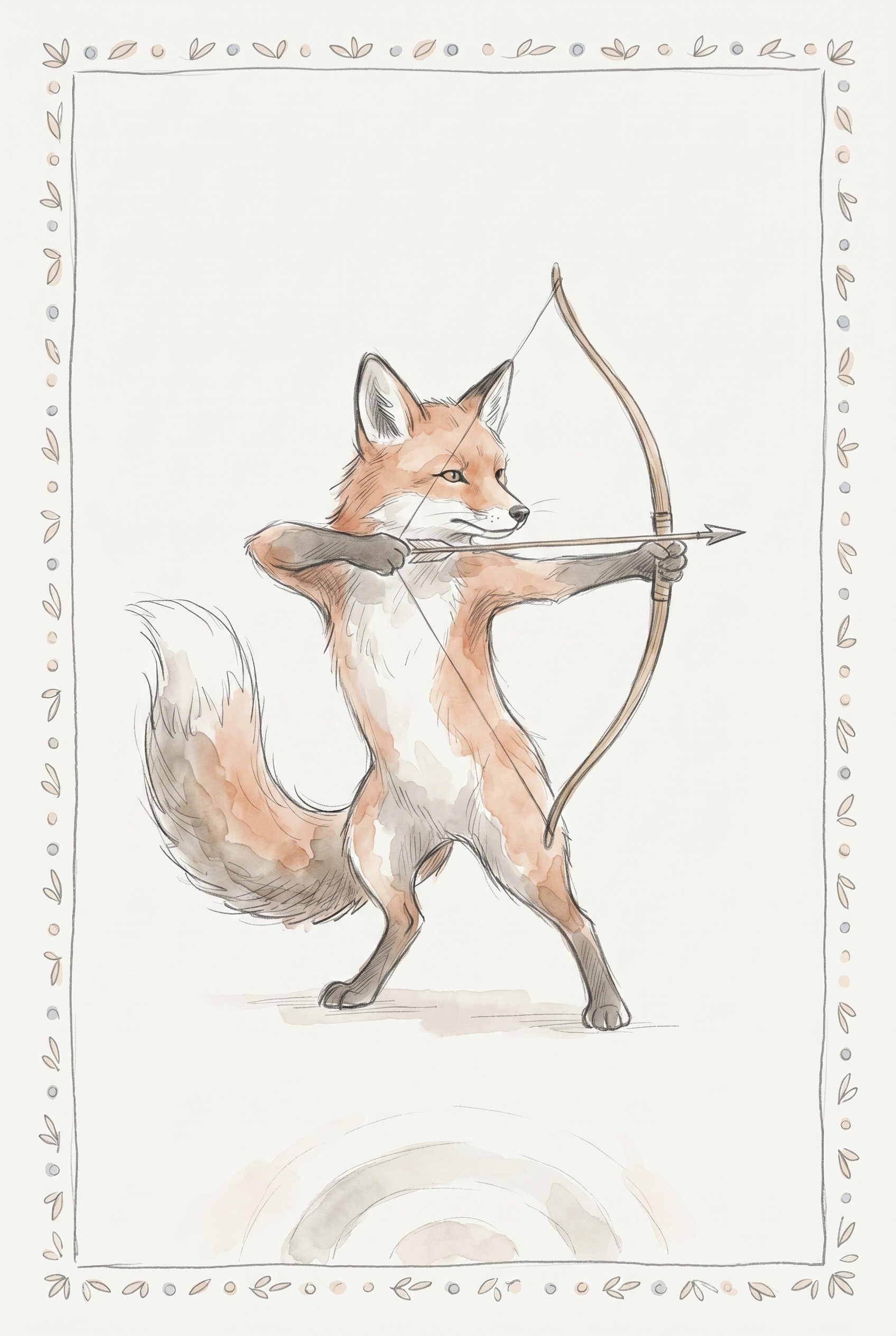 Whimsical Archer Fox Artwork - Cunning Fox Archer