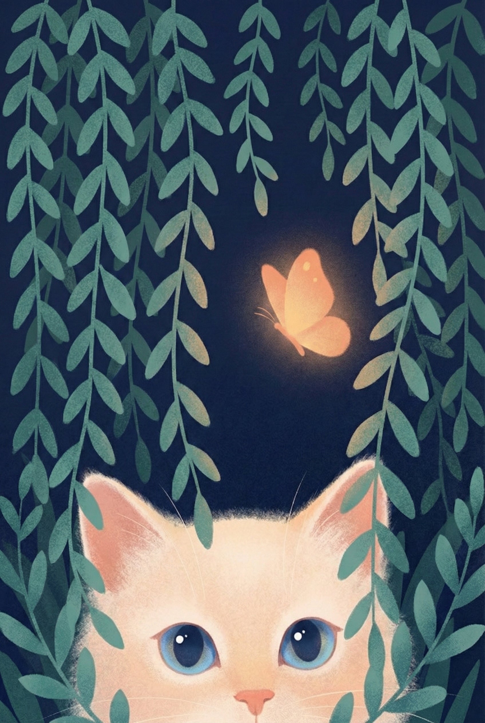 Whimsical Cat Wall Art - Midnight Gaze