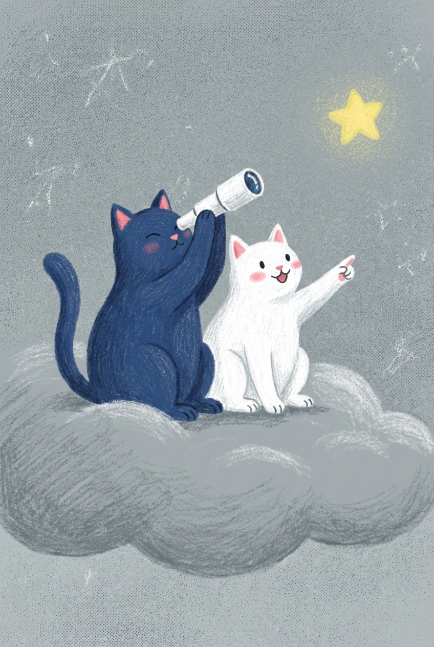 Whimsical Cat Wall Art - Celestial Cat Friends
