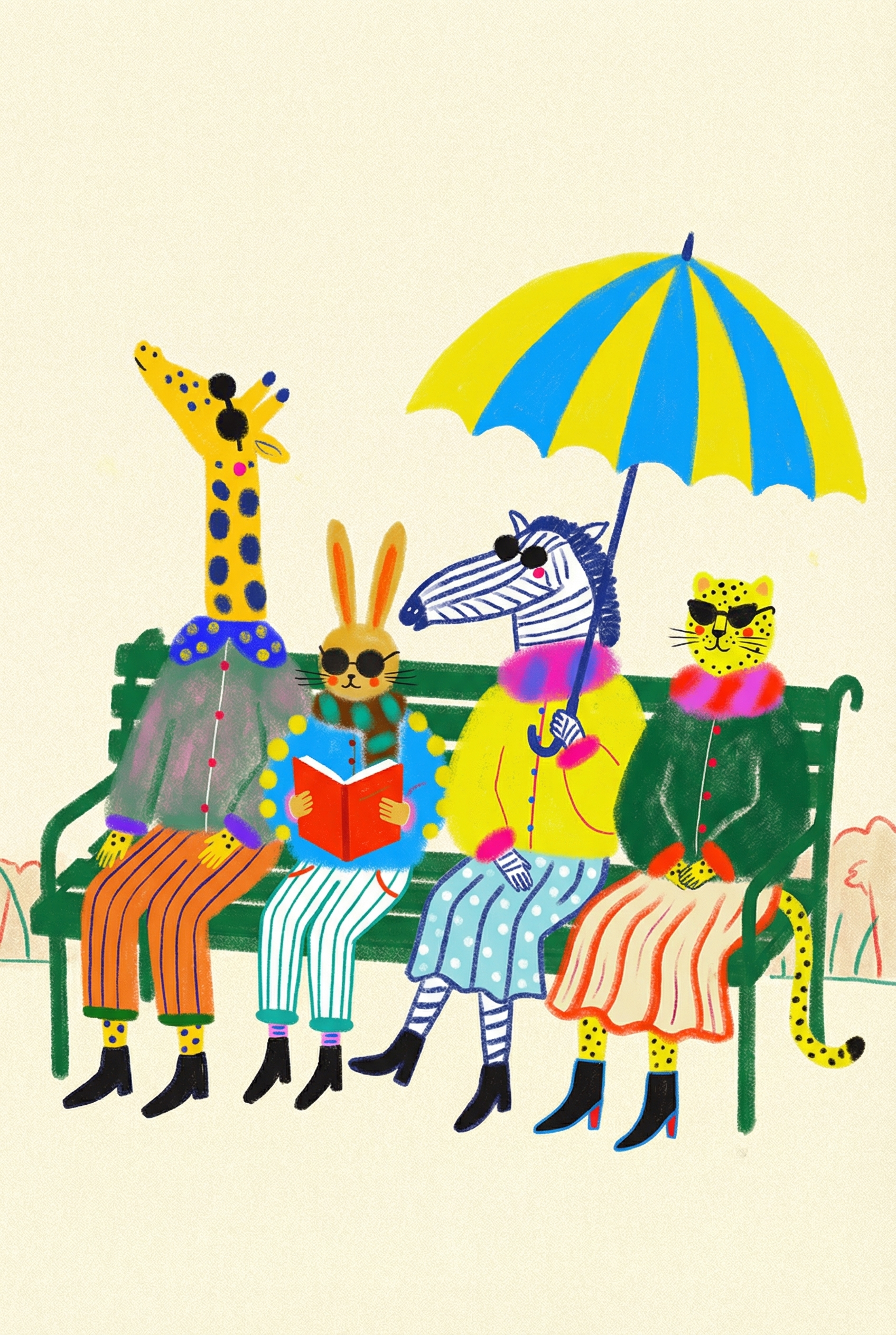 Whimsical Dressed Safari Animals Wall Art - Stylish Safari Social