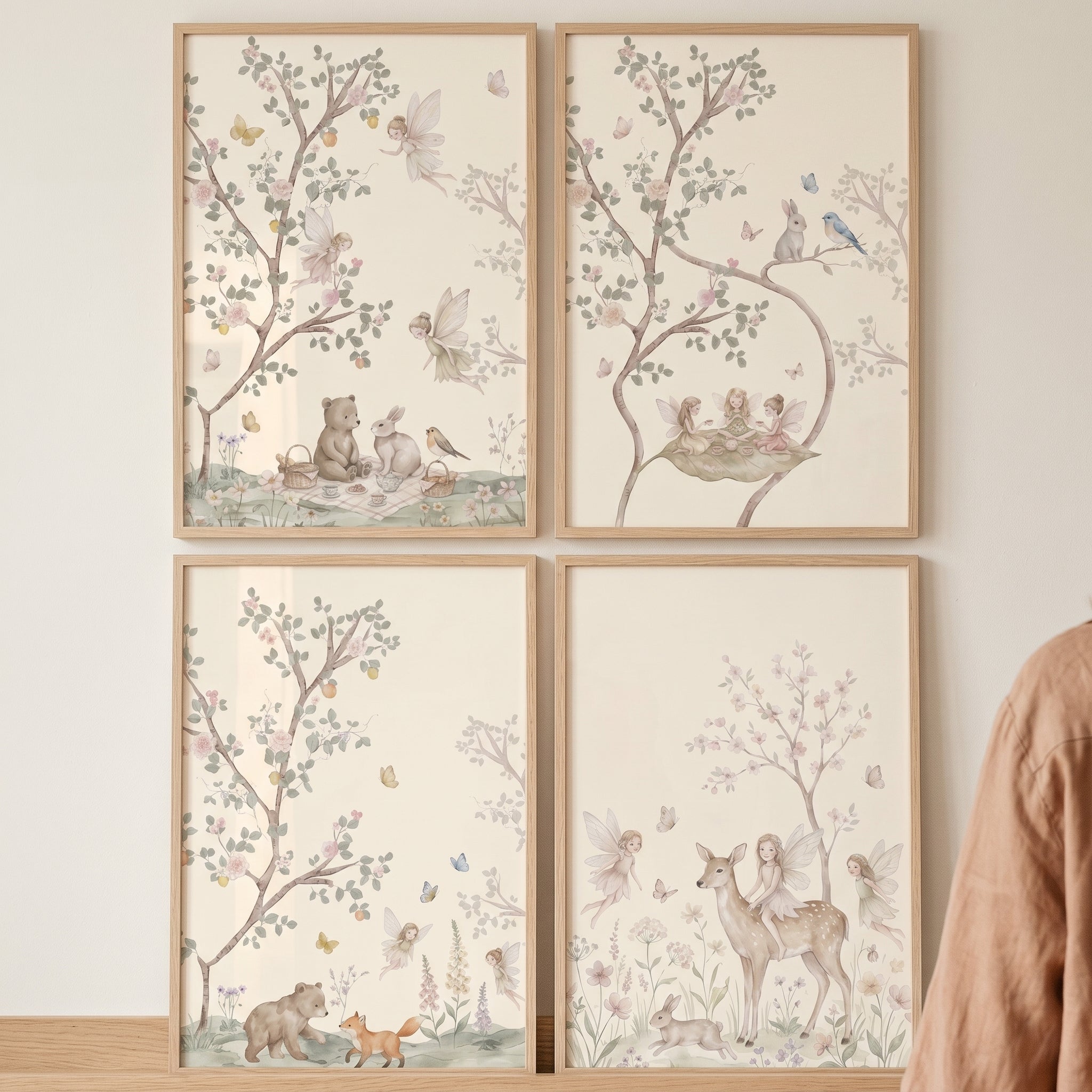 Whimsical Enchanted Woodland Fairies Wall Art Set of 4 - Enchanted Woodland Fairies
