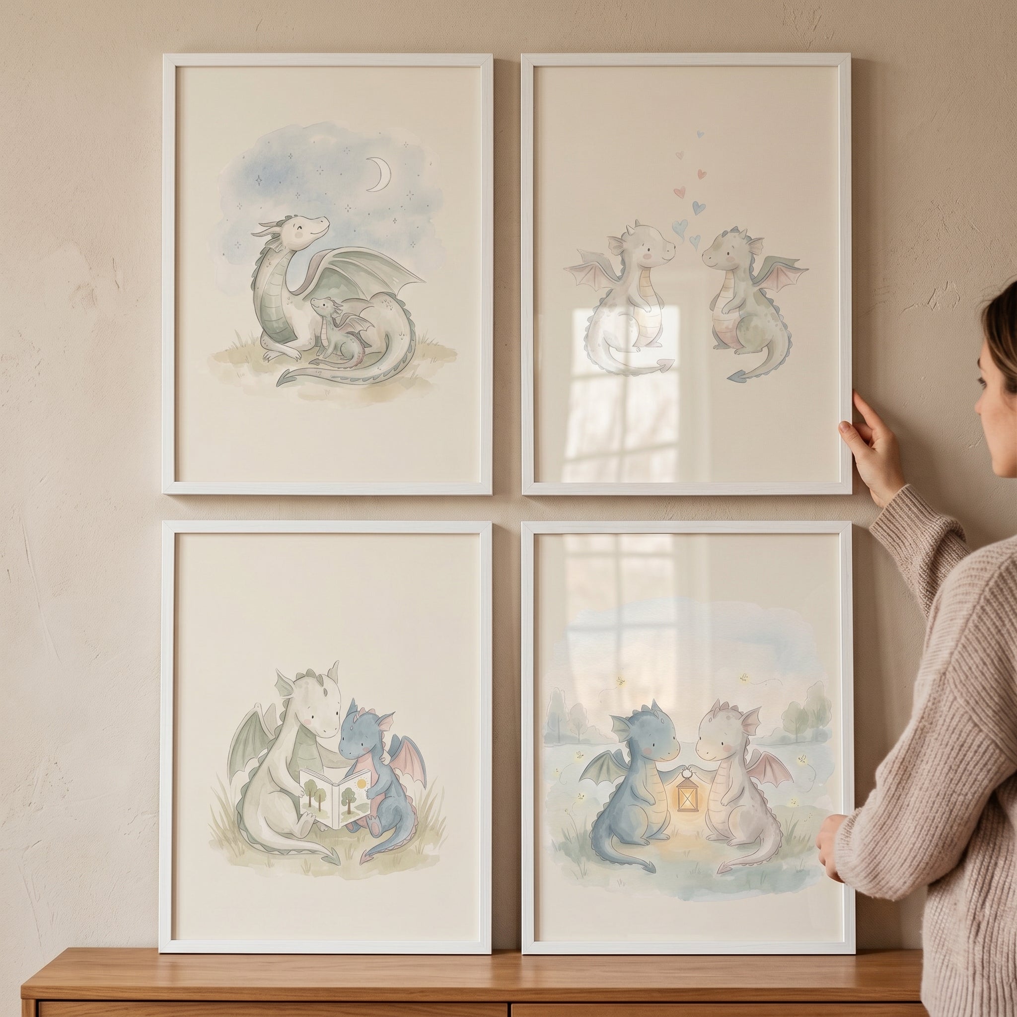 Whimsical Fairytale Baby Dragon Wall Art Set of 4 - Whimsical Baby Dragons