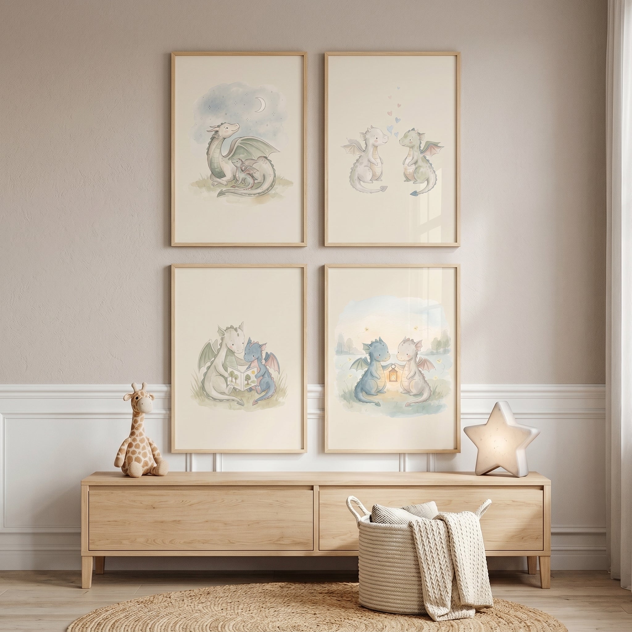 Whimsical Fairytale Baby Dragon Wall Art Set of 4 - Whimsical Baby Dragons