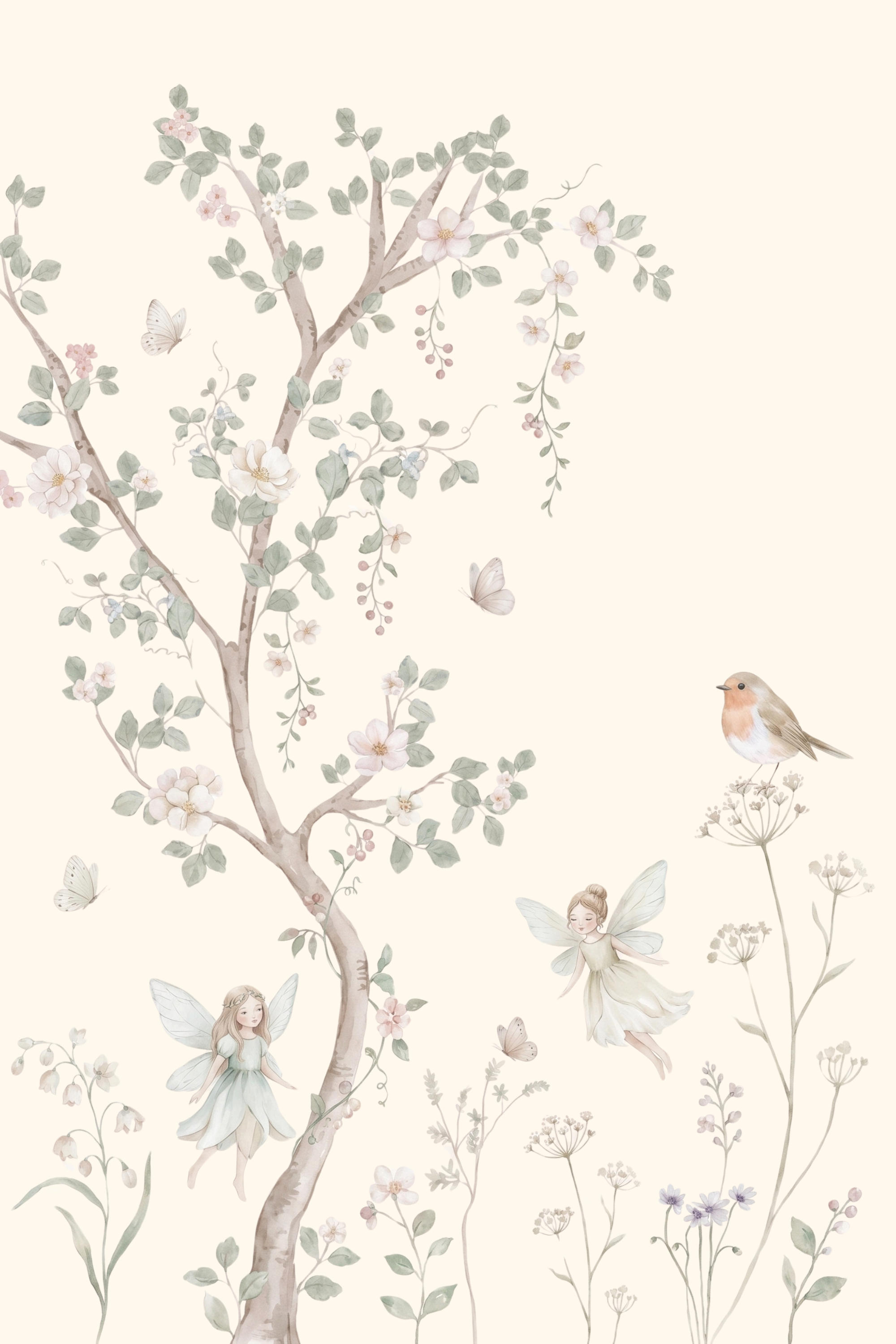 Whimsical Flying Garden Fairies Wall Art - Whimsical Garden Robin