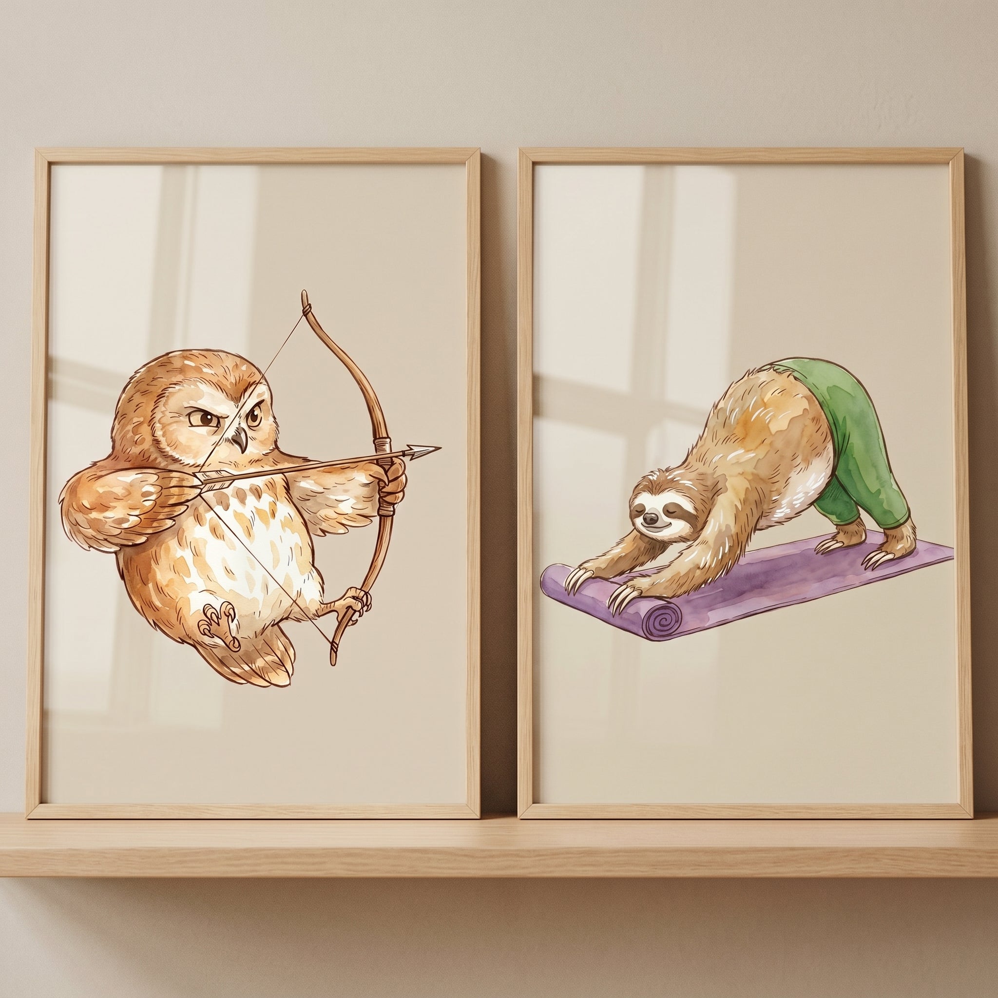 Whimsical Storybook Active Animals Artwork Set of 2 - Focus And Flex