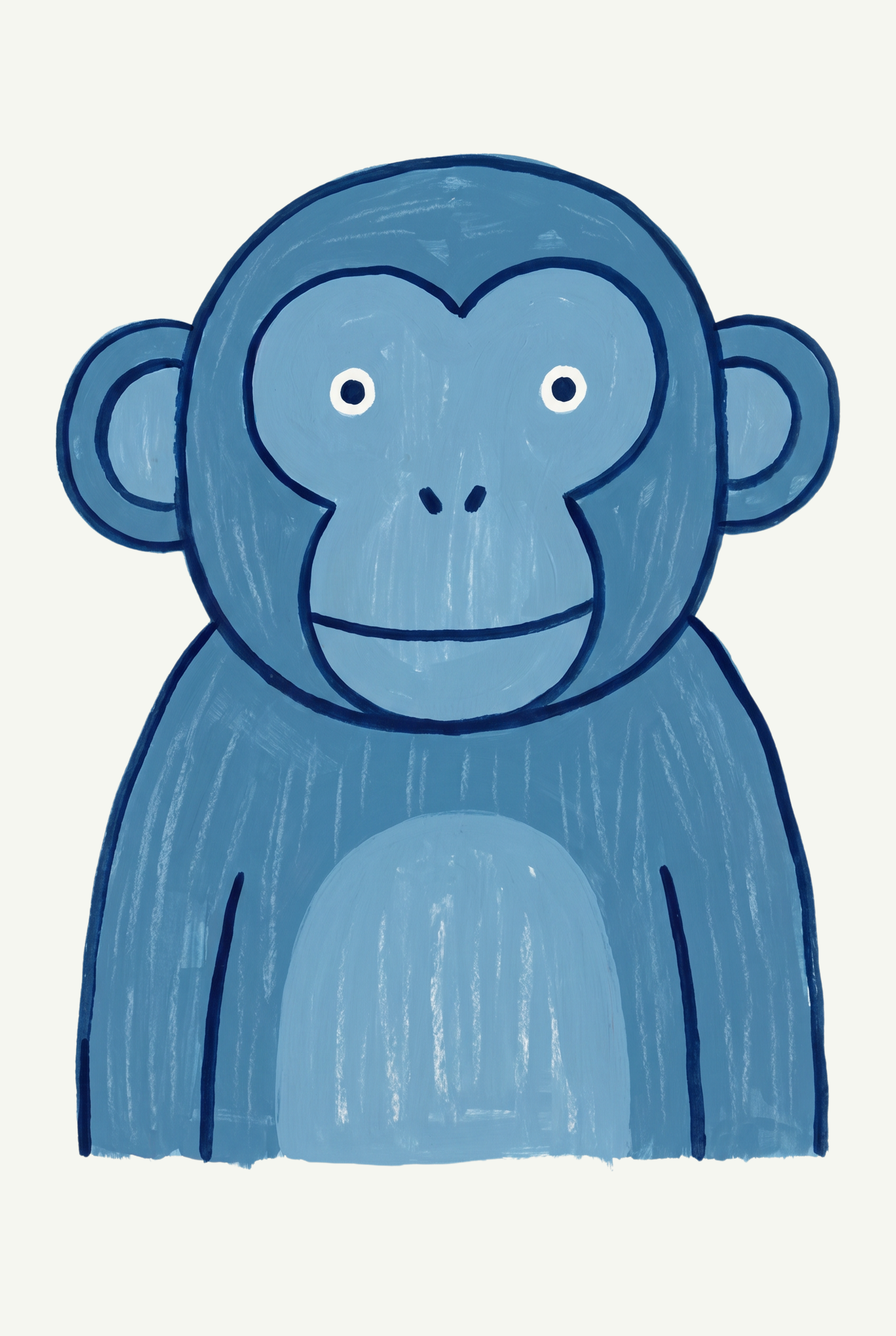 Whimsical Teal Blue Monkey Wall Art - Blue Jungle Friend