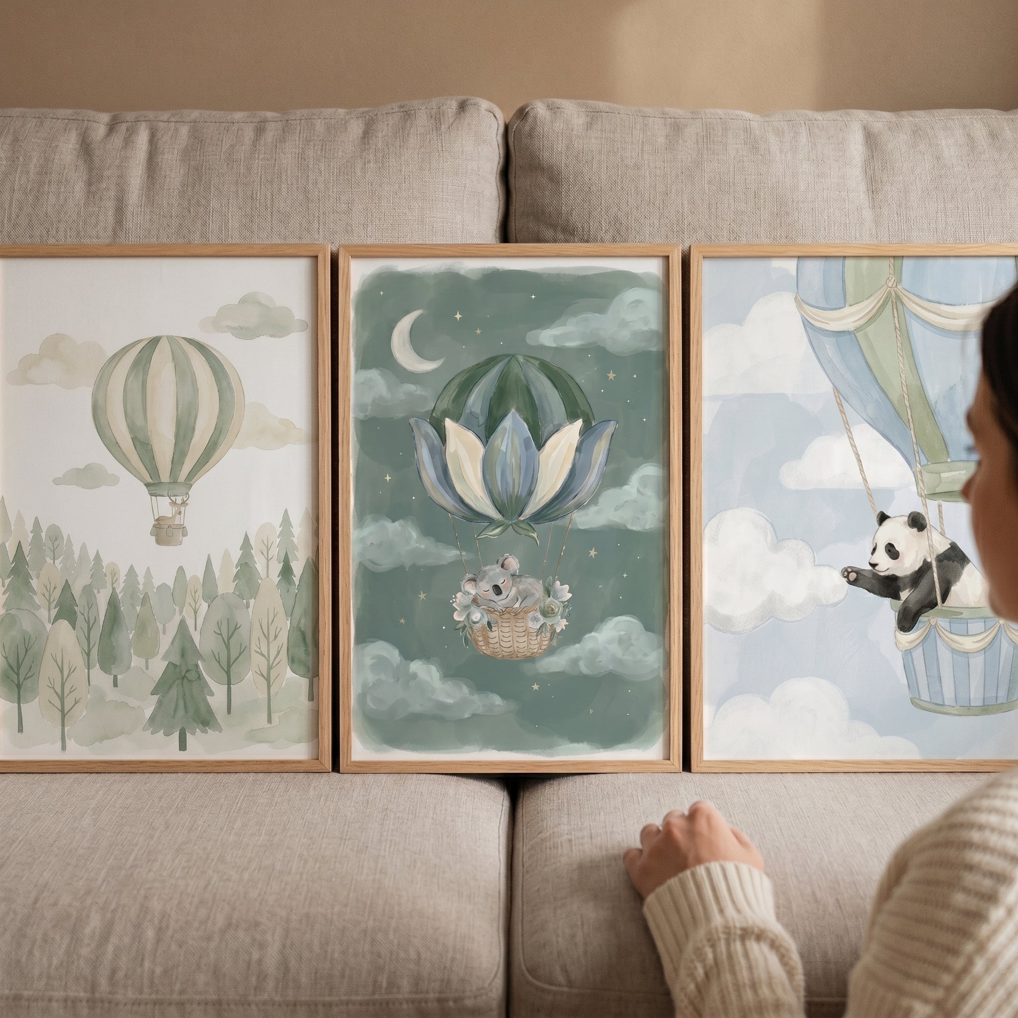 Whimsical Watercolor Balloon Animal Wall Art Set of 3 - Whimsical Balloon Trio