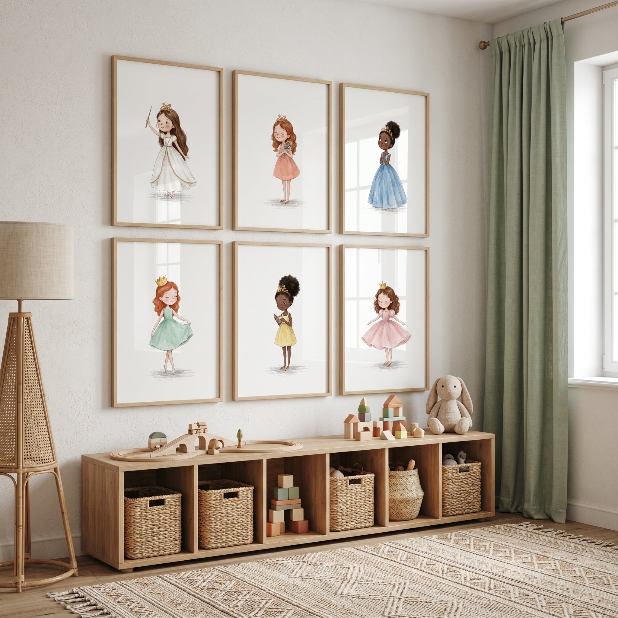 Whimsical Watercolor Princess Wall Art Set of 6 - Tiny Royal Ladies