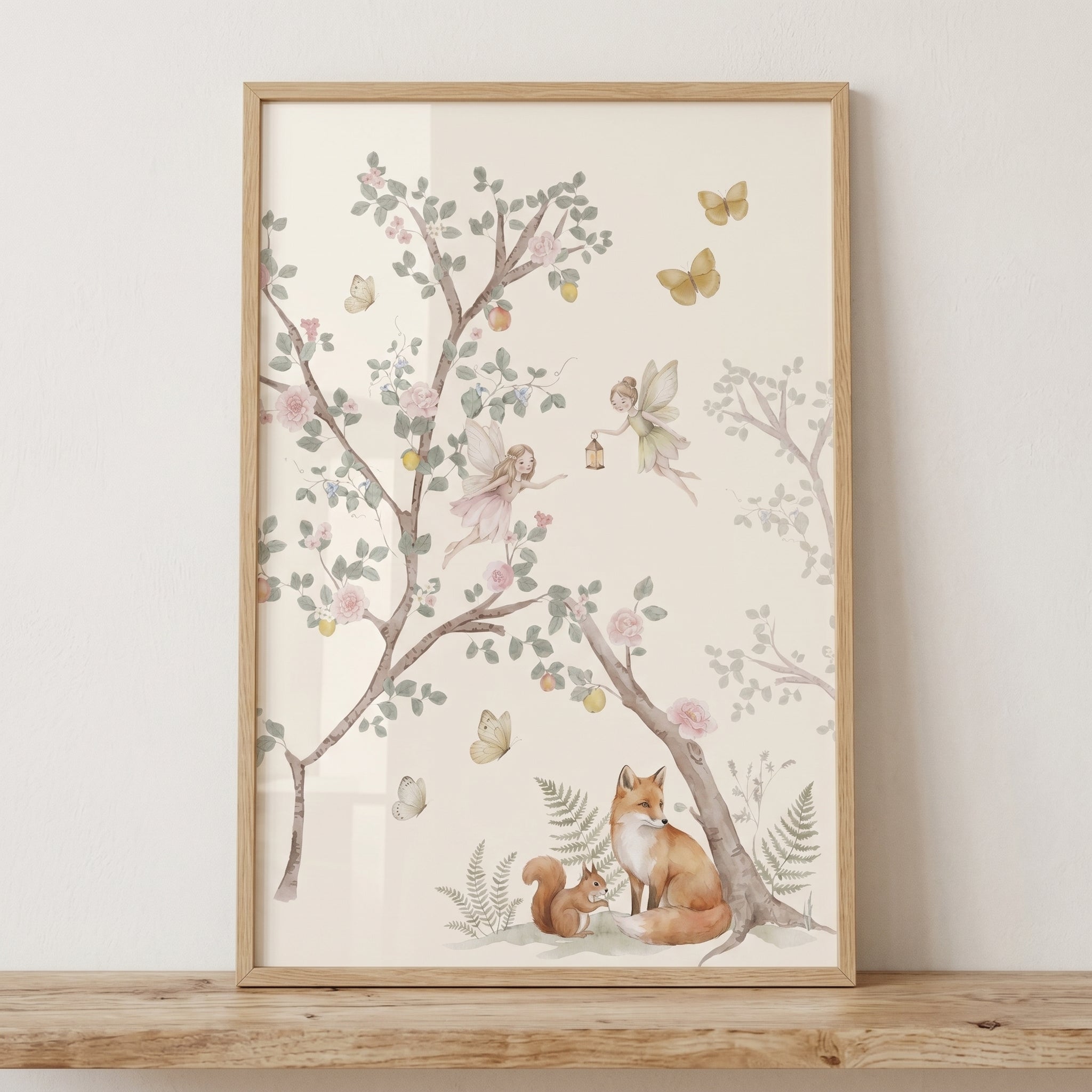 Whimsical Watercolor Red Fox Wall Art - Enchanted Forest Friends