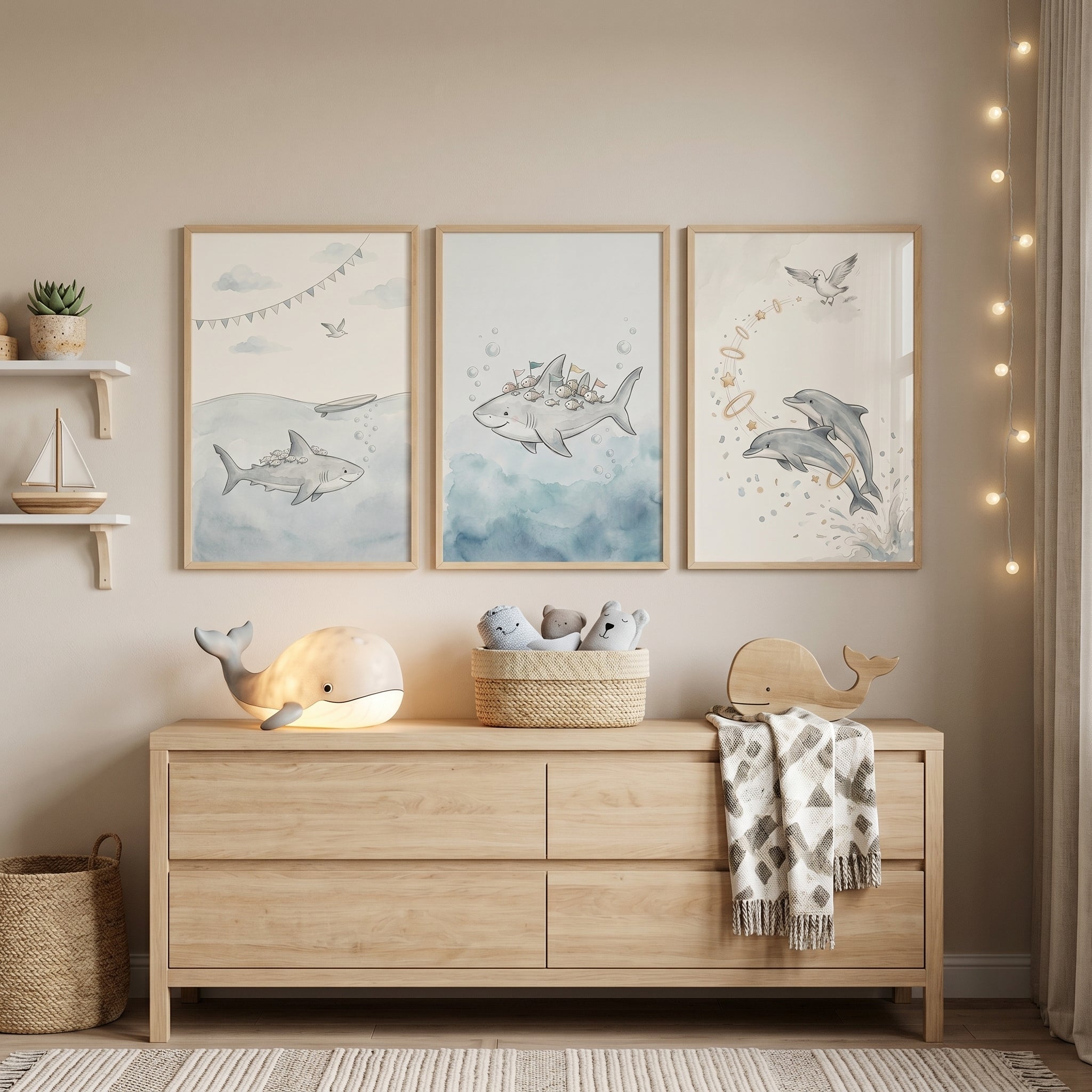 Whimsical Watercolor Sea Animal Wall Art Set Of 3 - Whimsical Sea Creatures