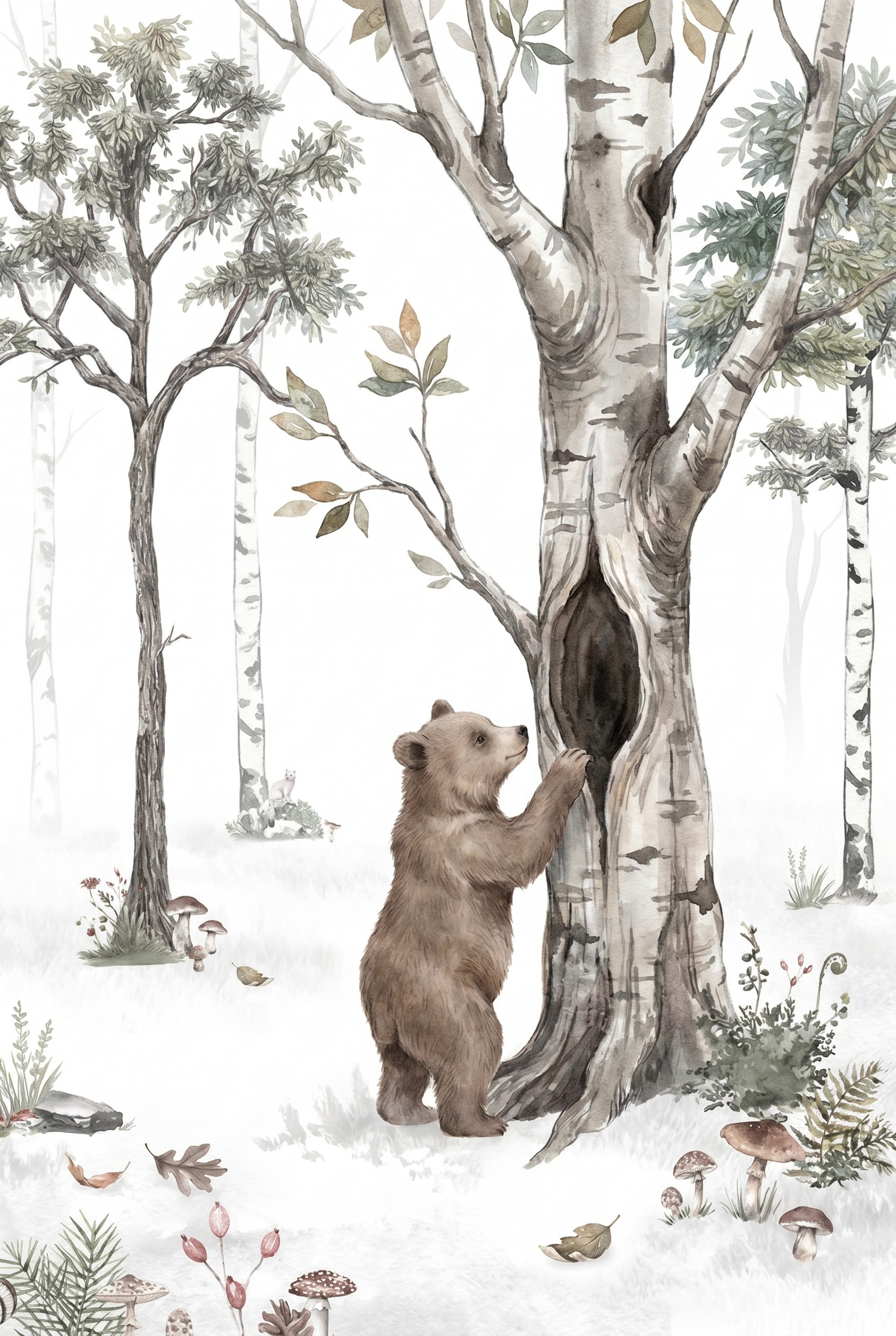 Whimsical Woodland Bear Wall Art - Woodland Bear Discovery