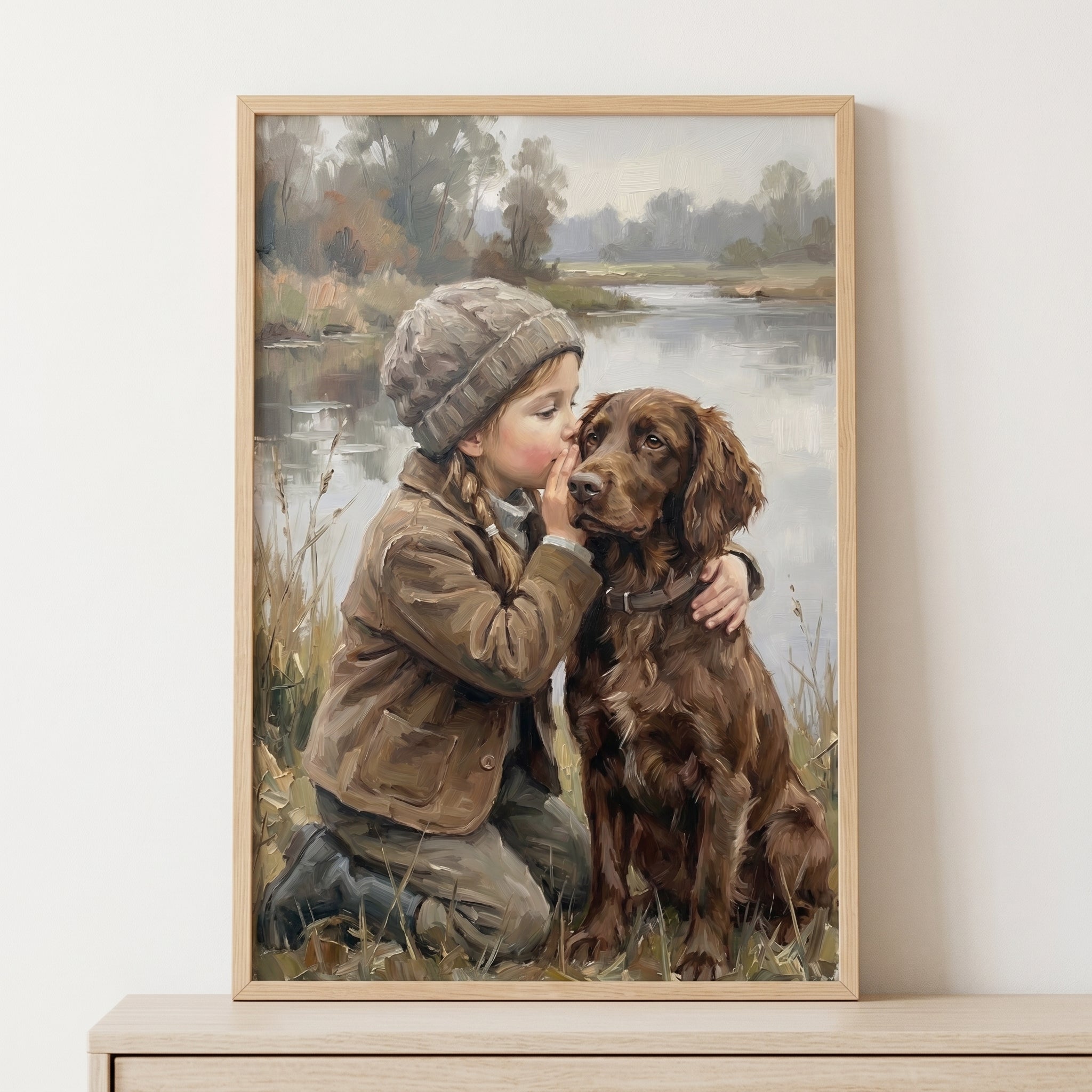 Whispering Girl And Dog Wall Art - Shared Secrets