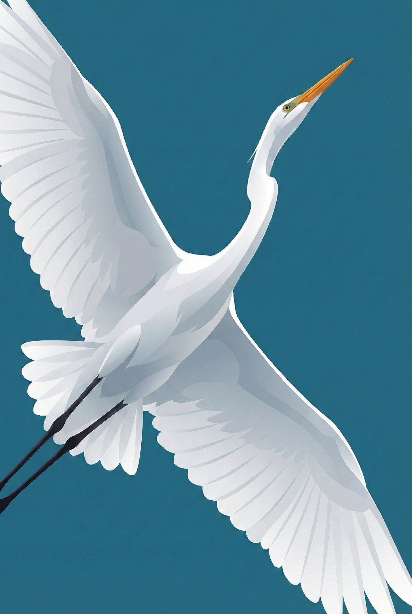White Egret Artwork - Azure Sky Soar