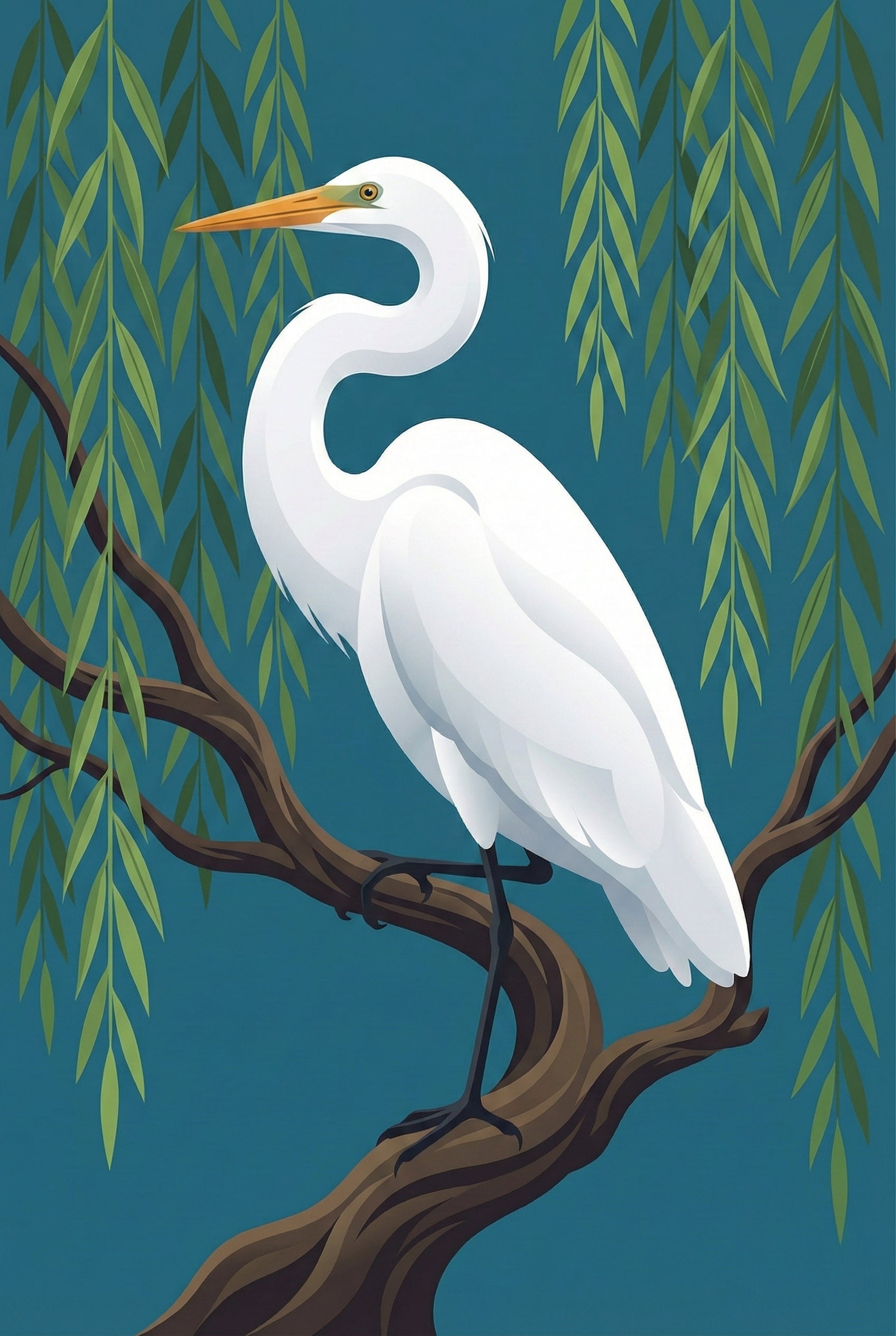 White Egret Wall Art - Elegant White Egret