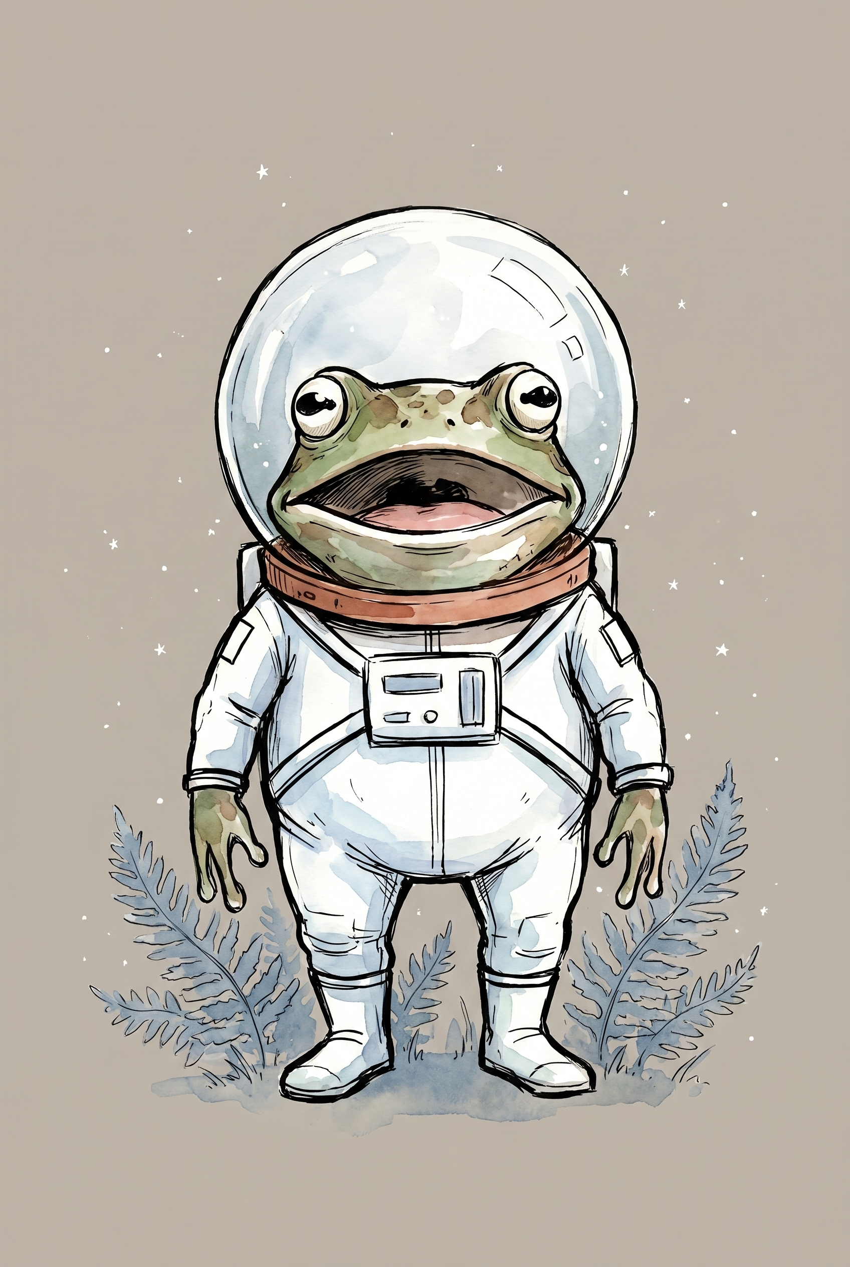 White Space Suit Frog Wall Art - Cosmic Croaker