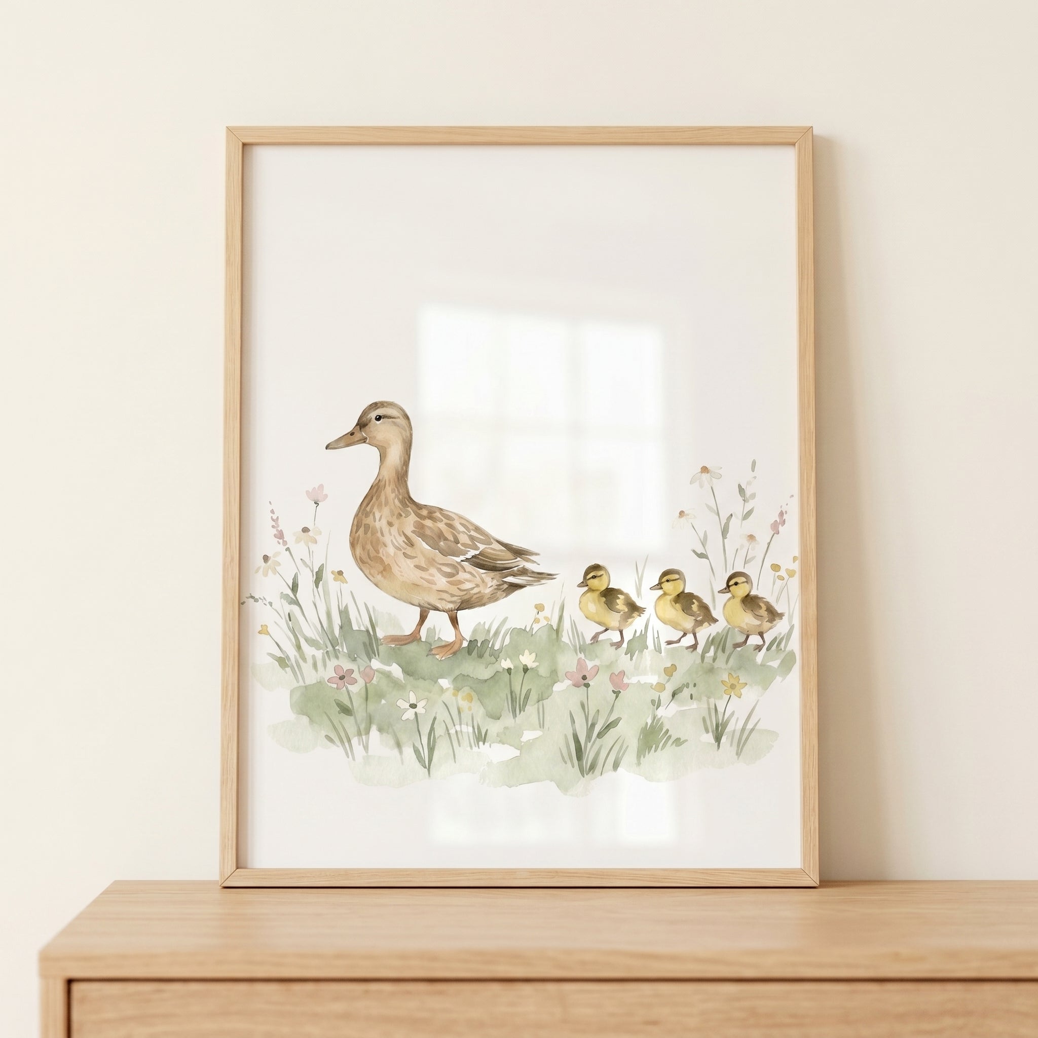 Wildflower Meadow Nature Duck Wall Art - Duckling Parade