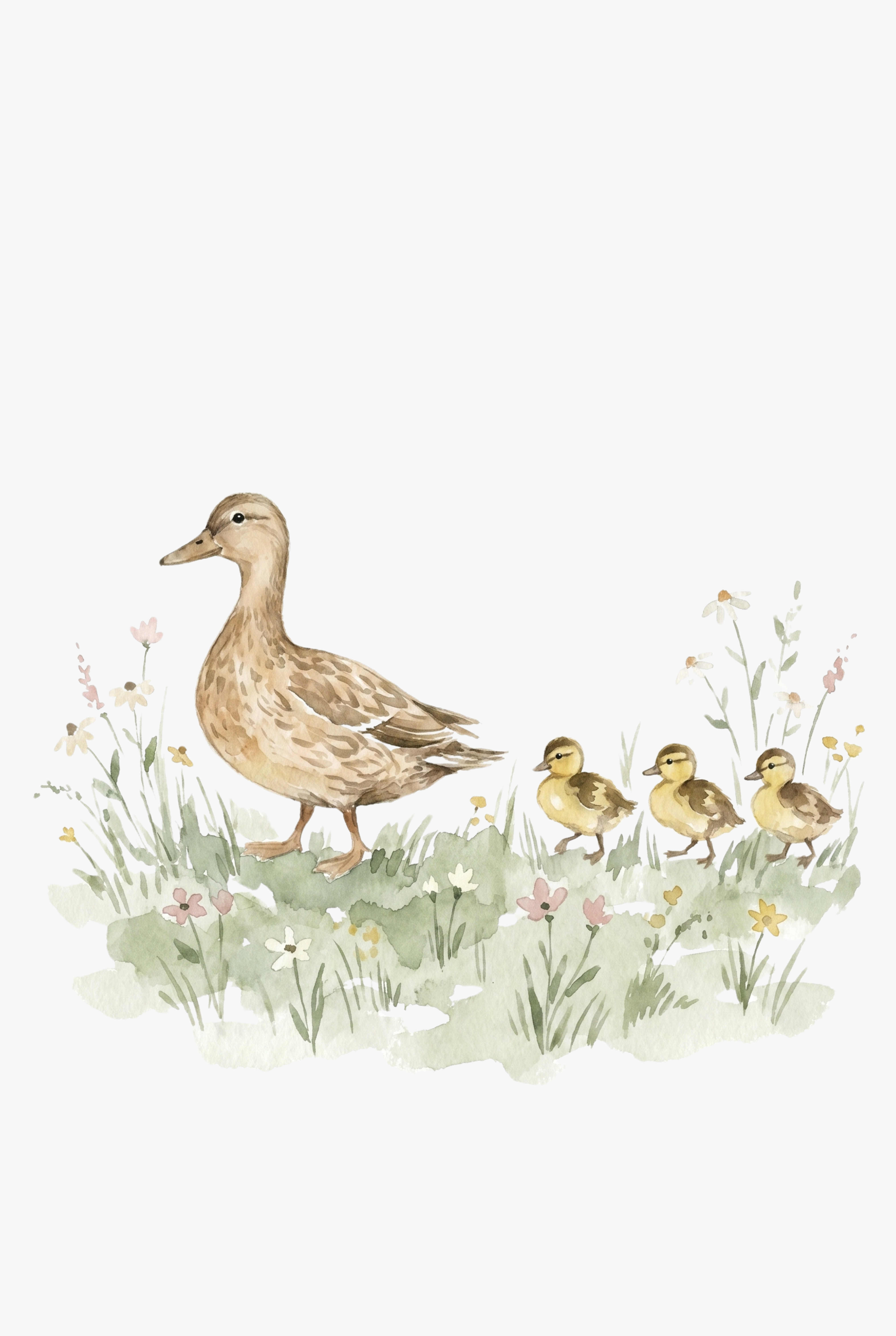 Wildflower Meadow Nature Duck Wall Art - Duckling Parade