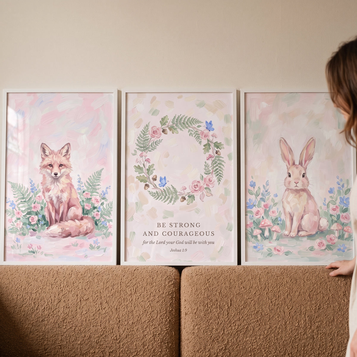 Wildflower Scripture Woodland Nature Wall Art Set of 3 - Courageous Meadow Art