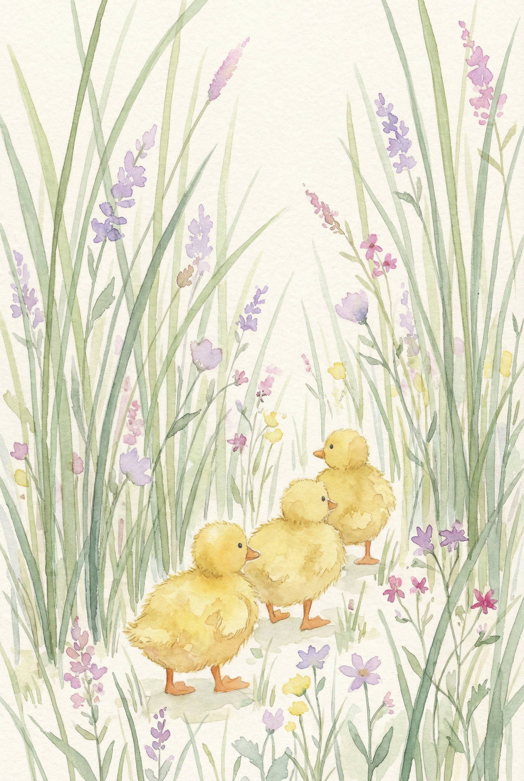 Wildflower Walking Yellow Ducklings Wall Art - Meadow Waddlers